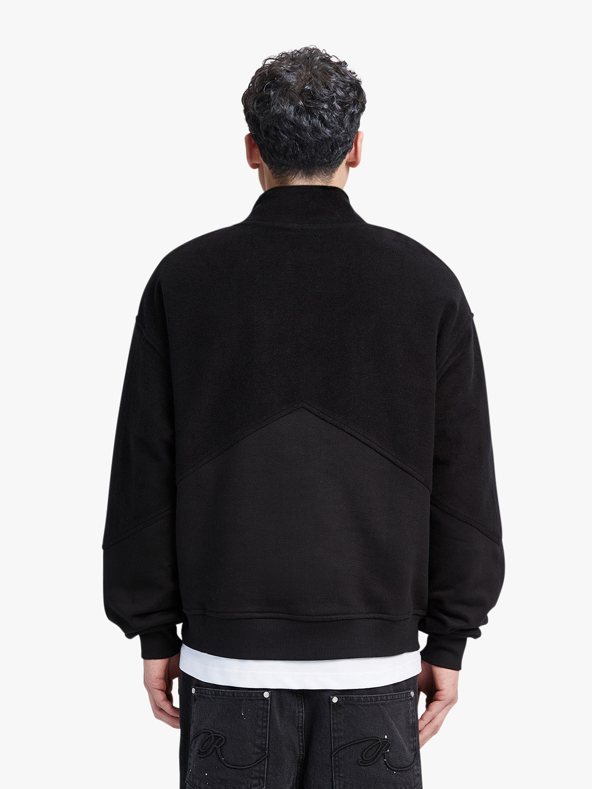 INSIDE OUT HALF ZIP HOODIE - BLACK