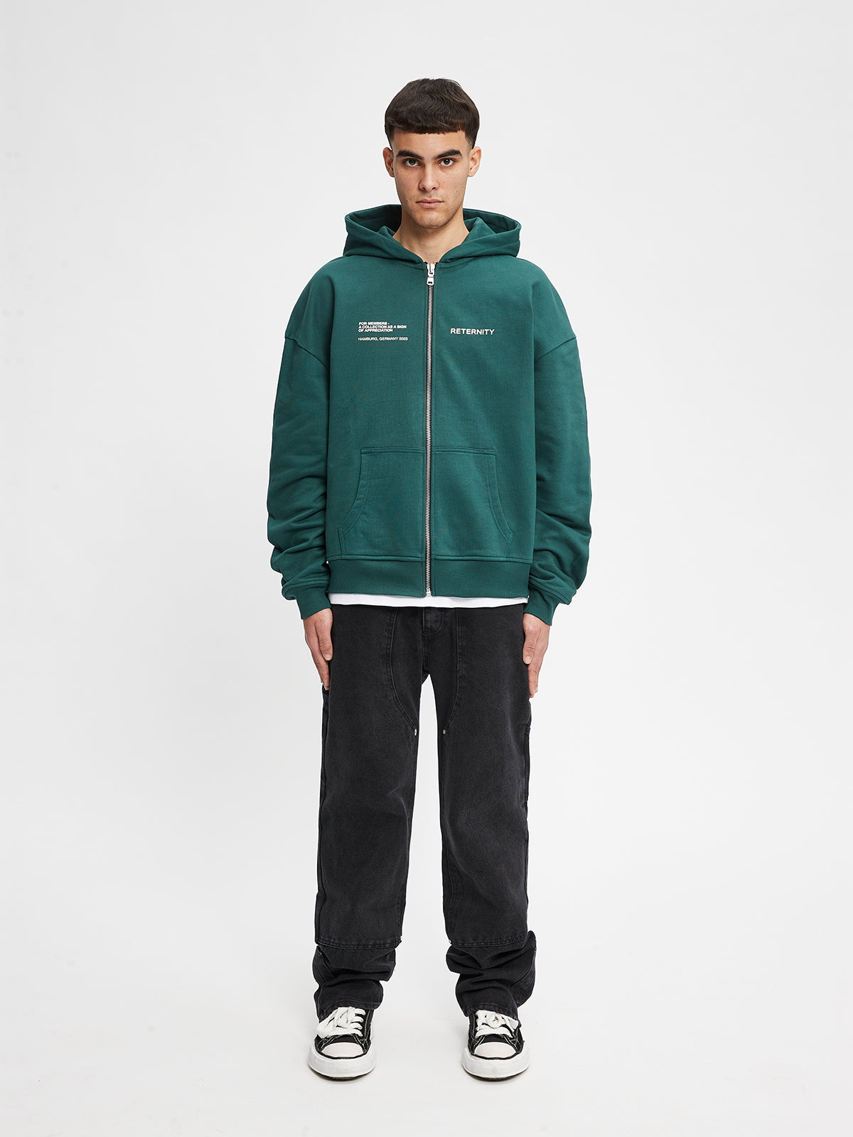 ZIP HOODIE OFFICIAL UNIFORM - GREEN/IVORY
