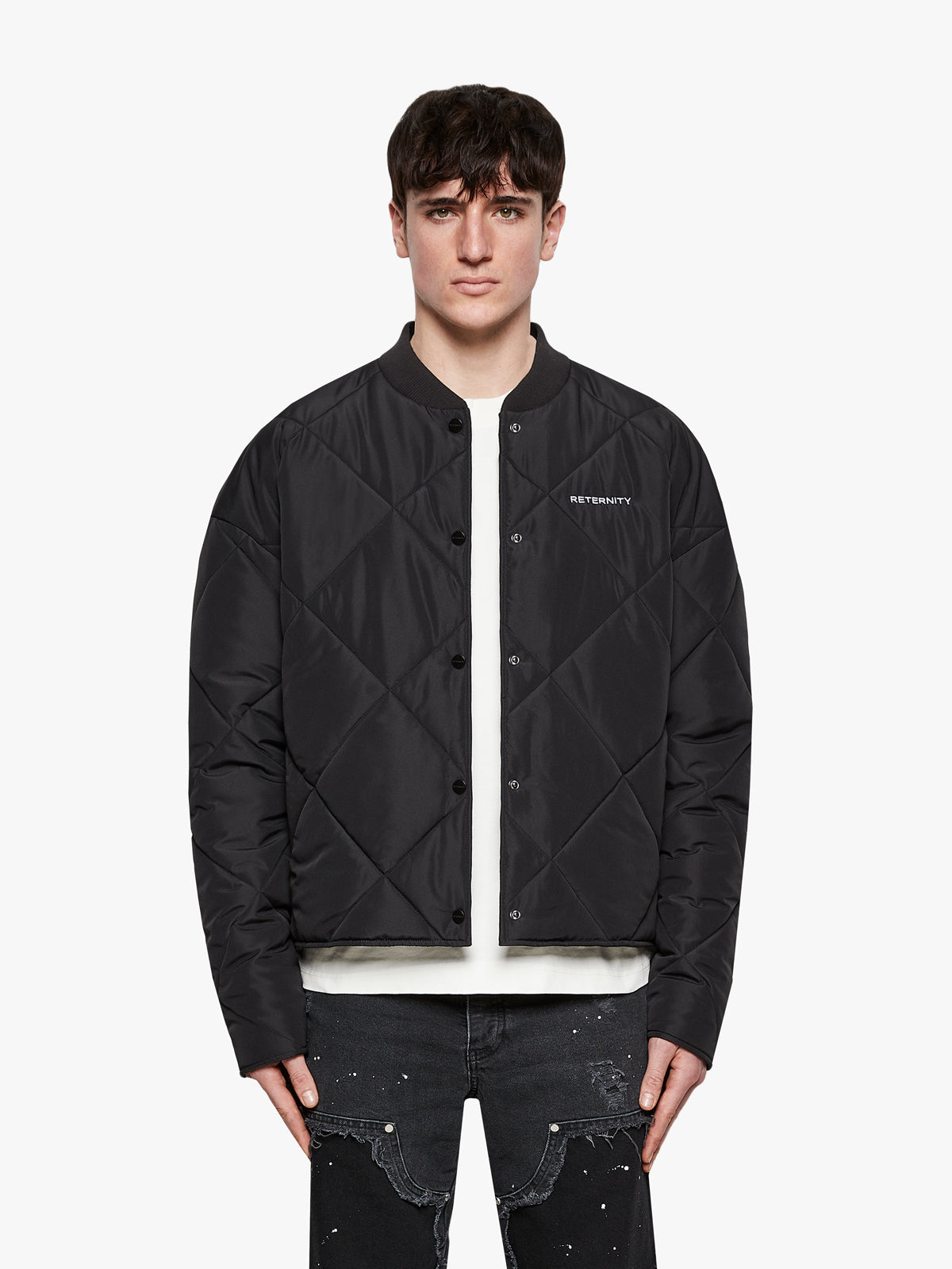 QUILTED BOMBER JACKET - BLACK