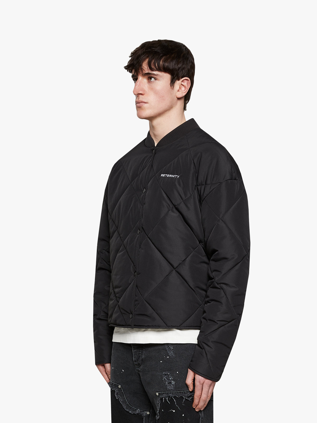 QUILTED BOMBER JACKET - BLACK
