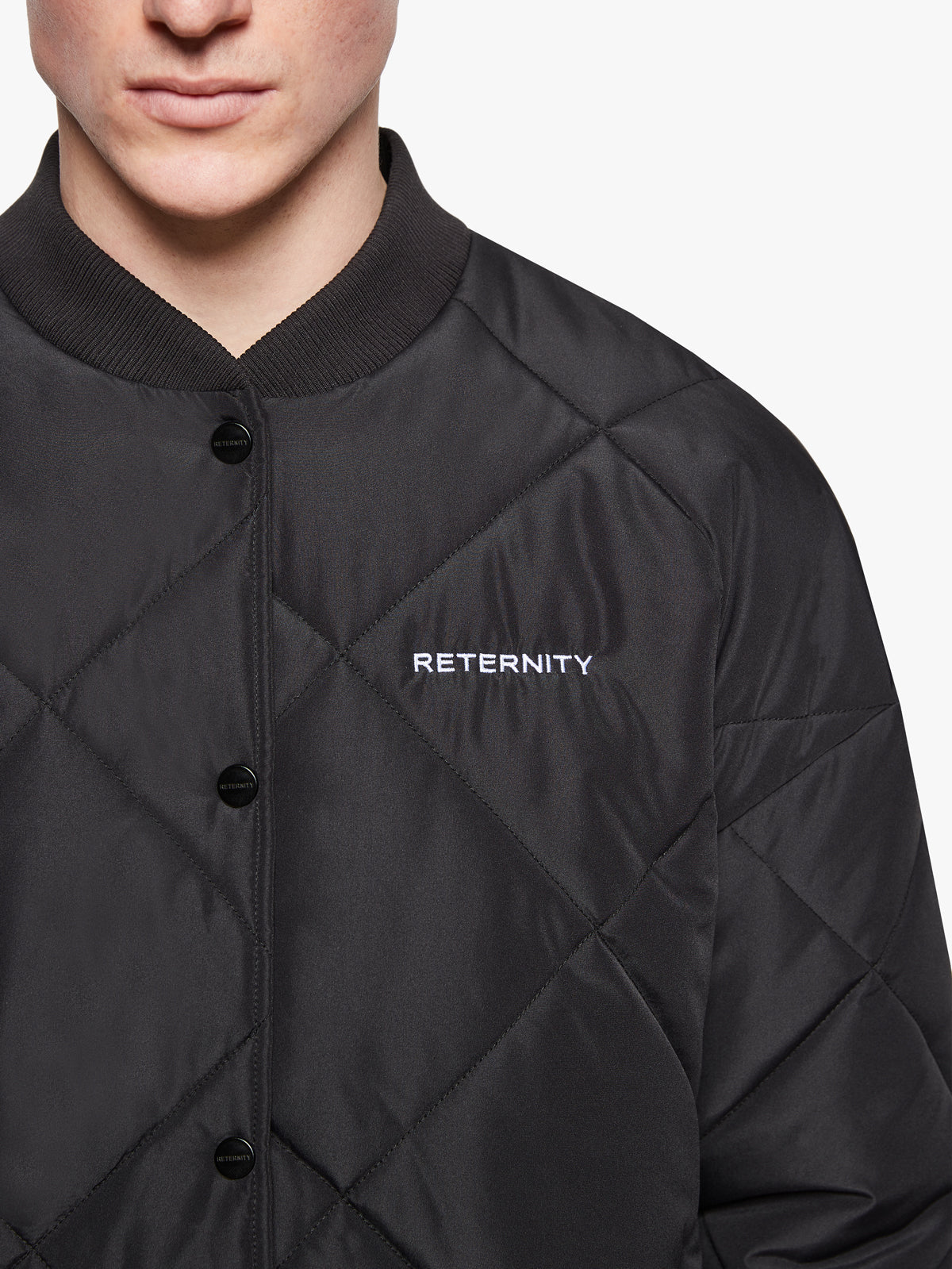 QUILTED BOMBER JACKET - BLACK