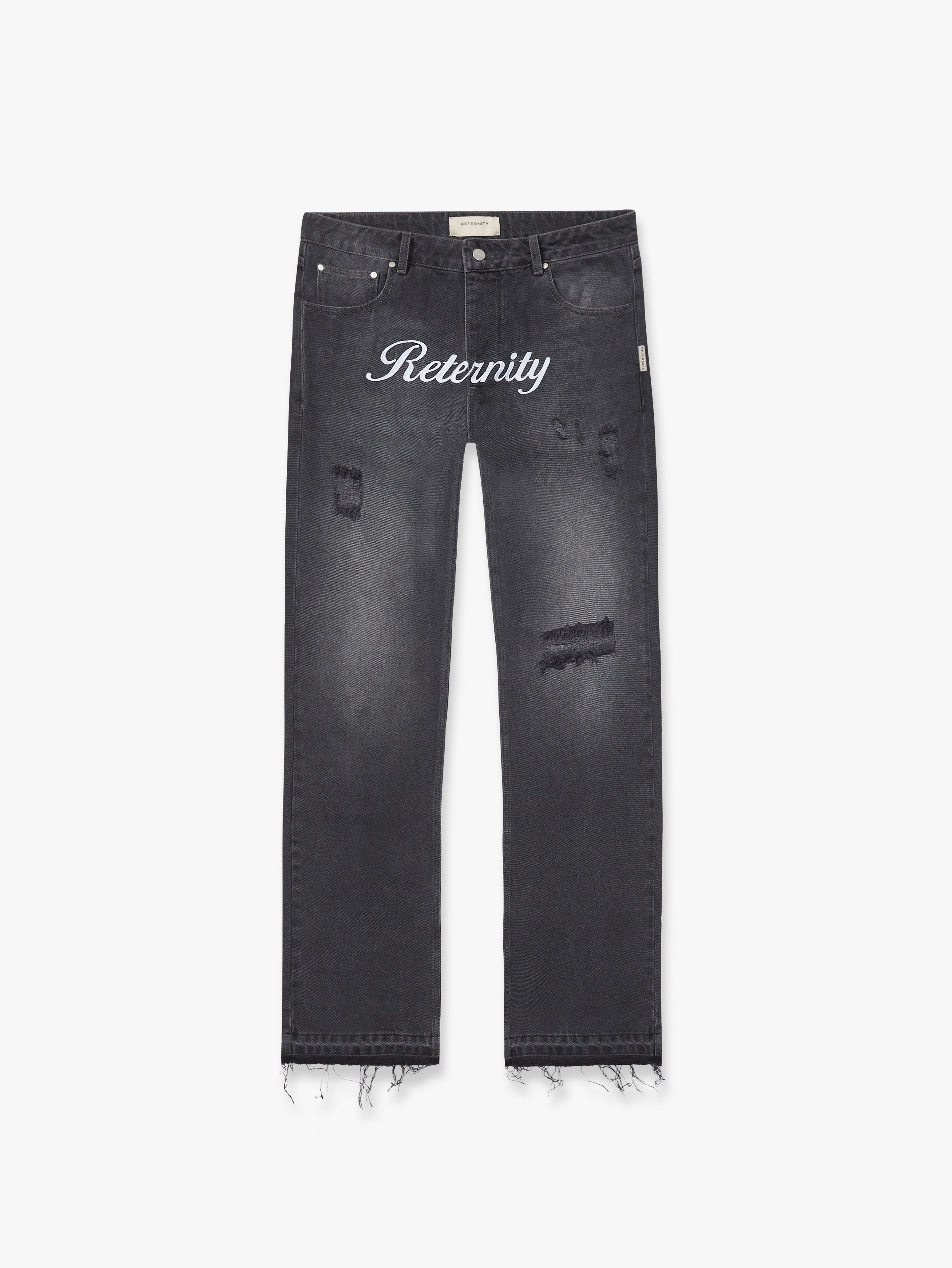 DENIM WITH APPLICATION - WASHED GREY