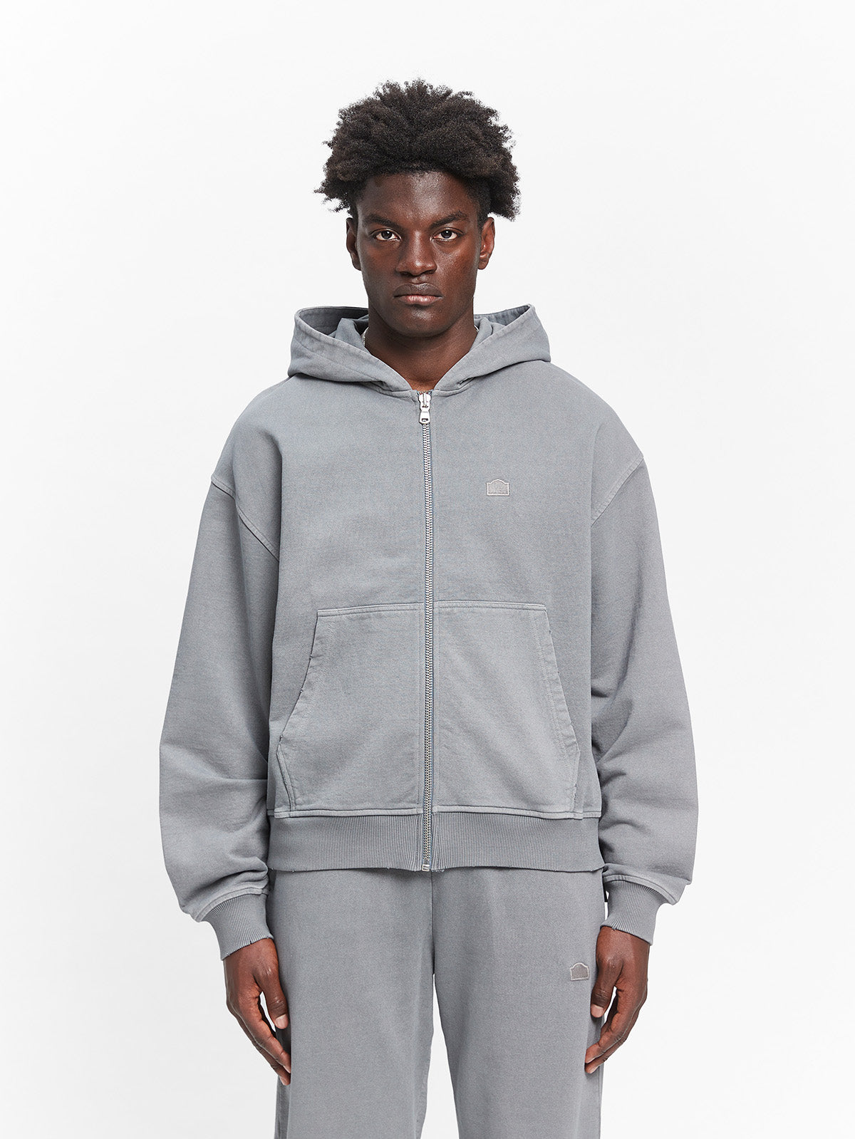 SIGNE ZIP-HOODIE - WASHED GREY