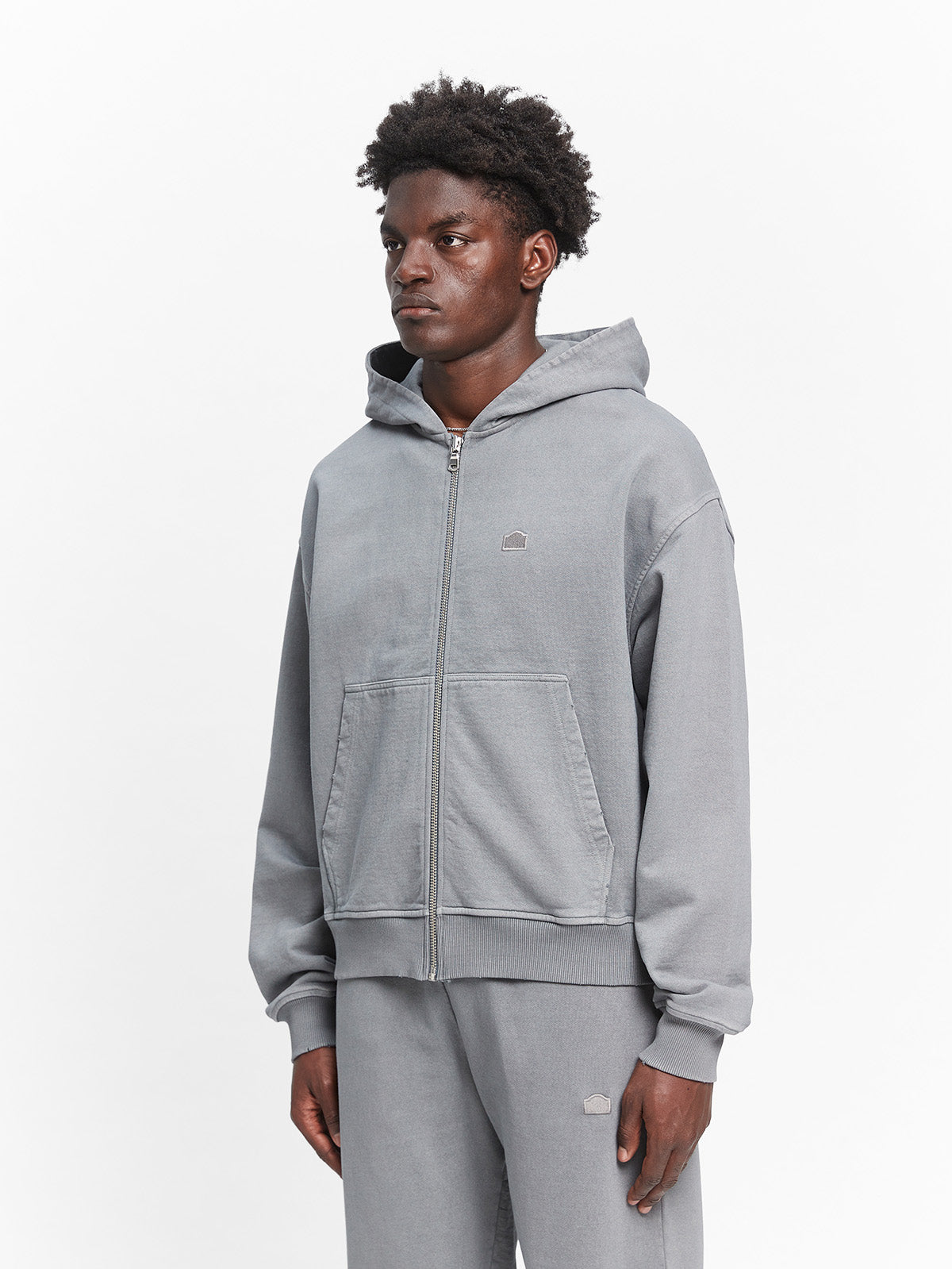 SIGNE ZIP-HOODIE - WASHED GREY