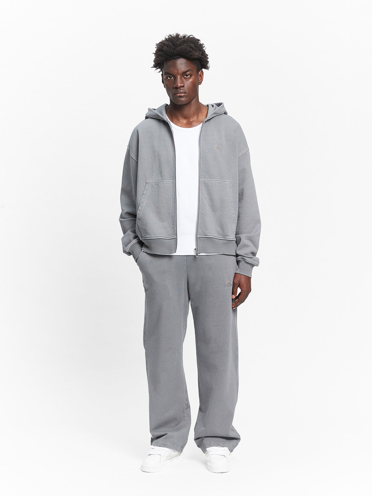 SIGNE ZIP-HOODIE - WASHED GREY