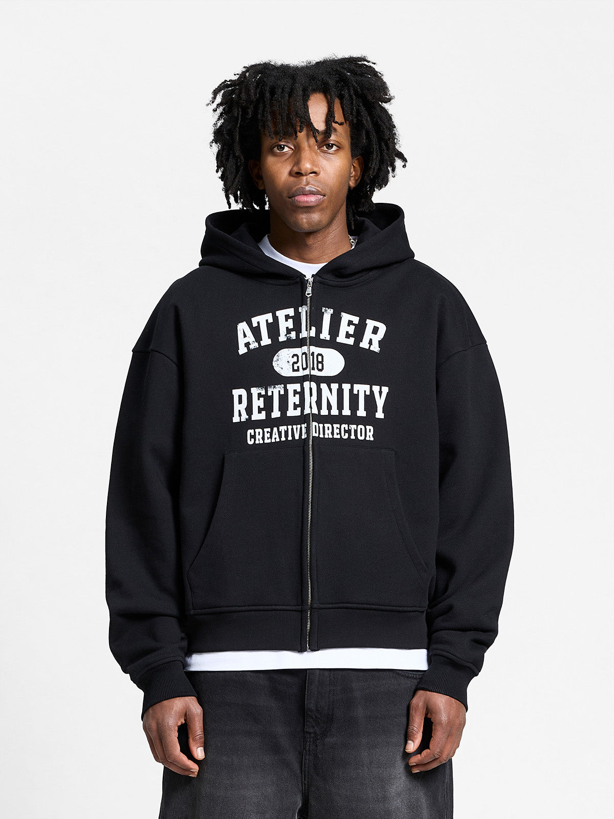 ATELIER EMBLEM ZIP-HOODIE - BLACK