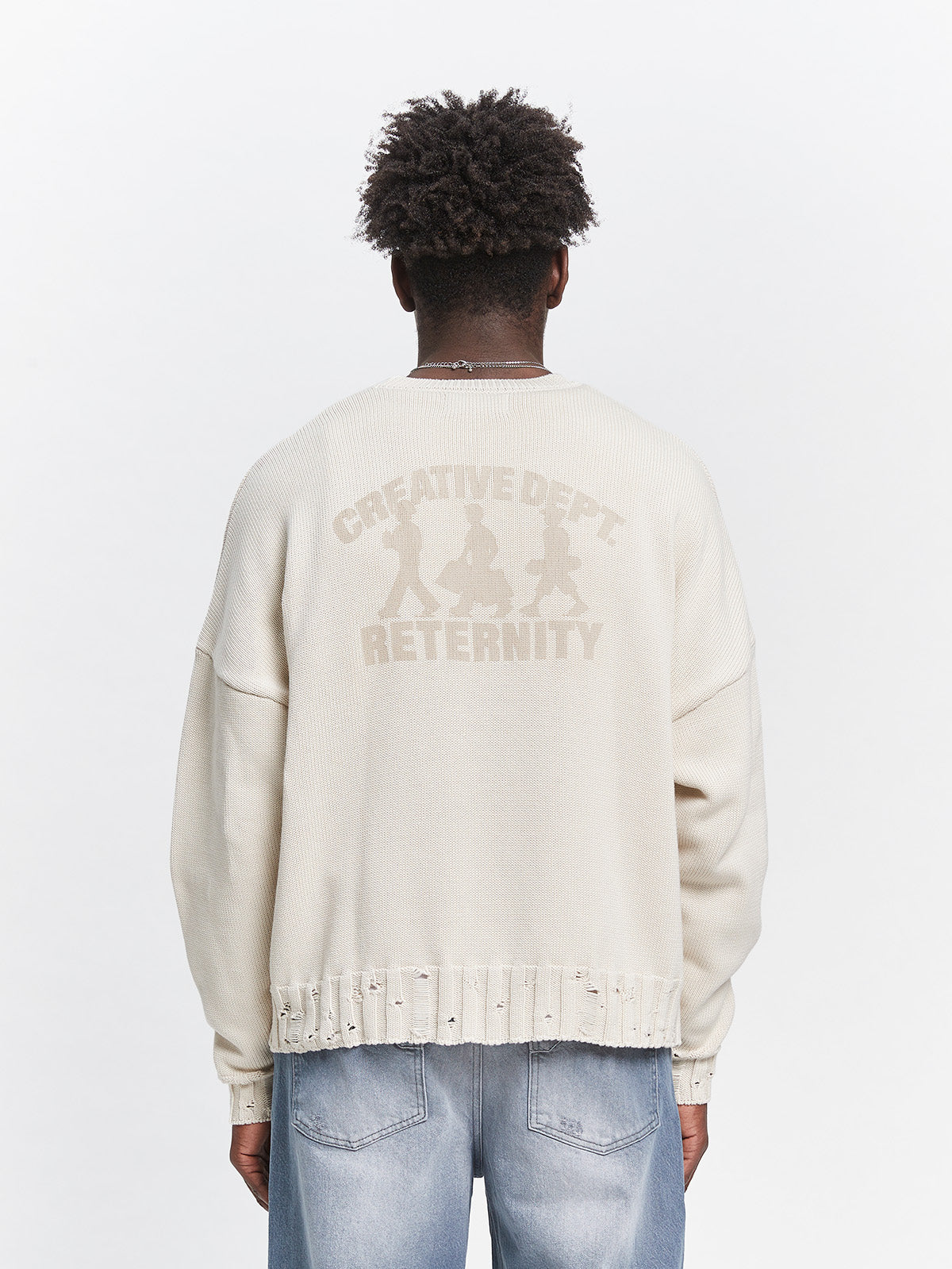 CREATIVE DEPT LOGO KNIT SWEATER - CREAM