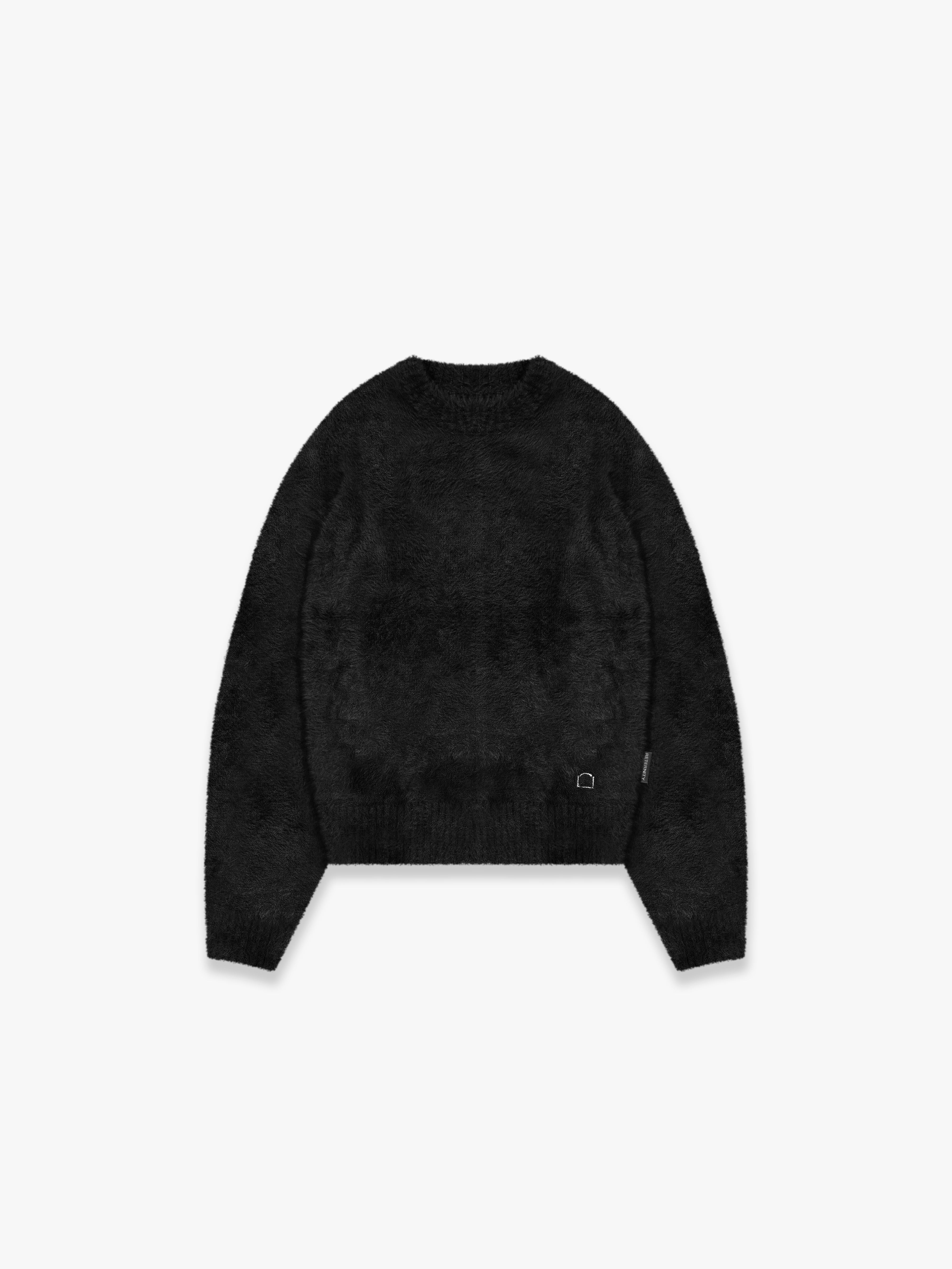 ESSENTIAL FURRY KNIT SWEATER - BLACK