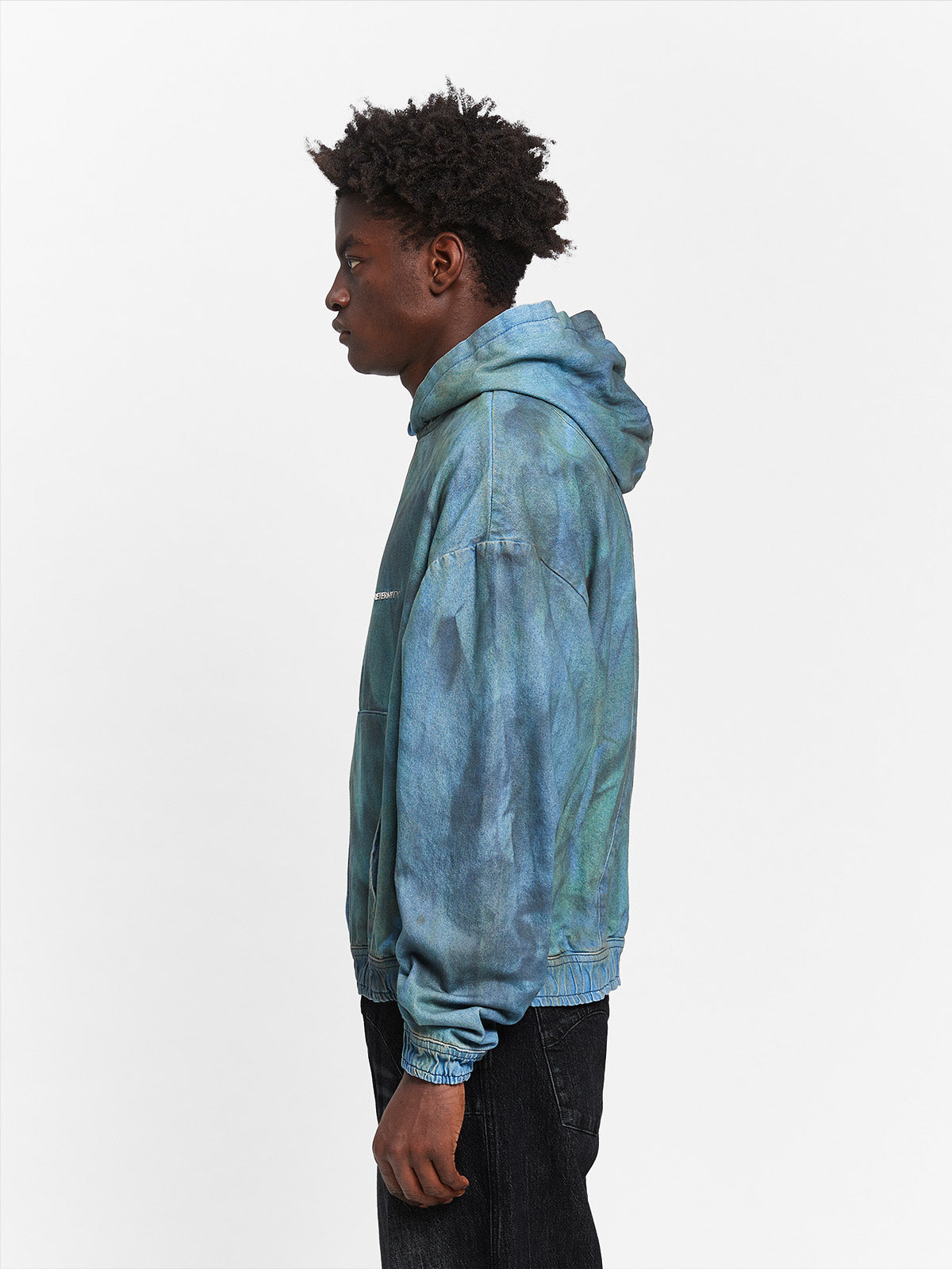 PAINTED ARTISAN DENIM HOODIE - WASHED BLUE