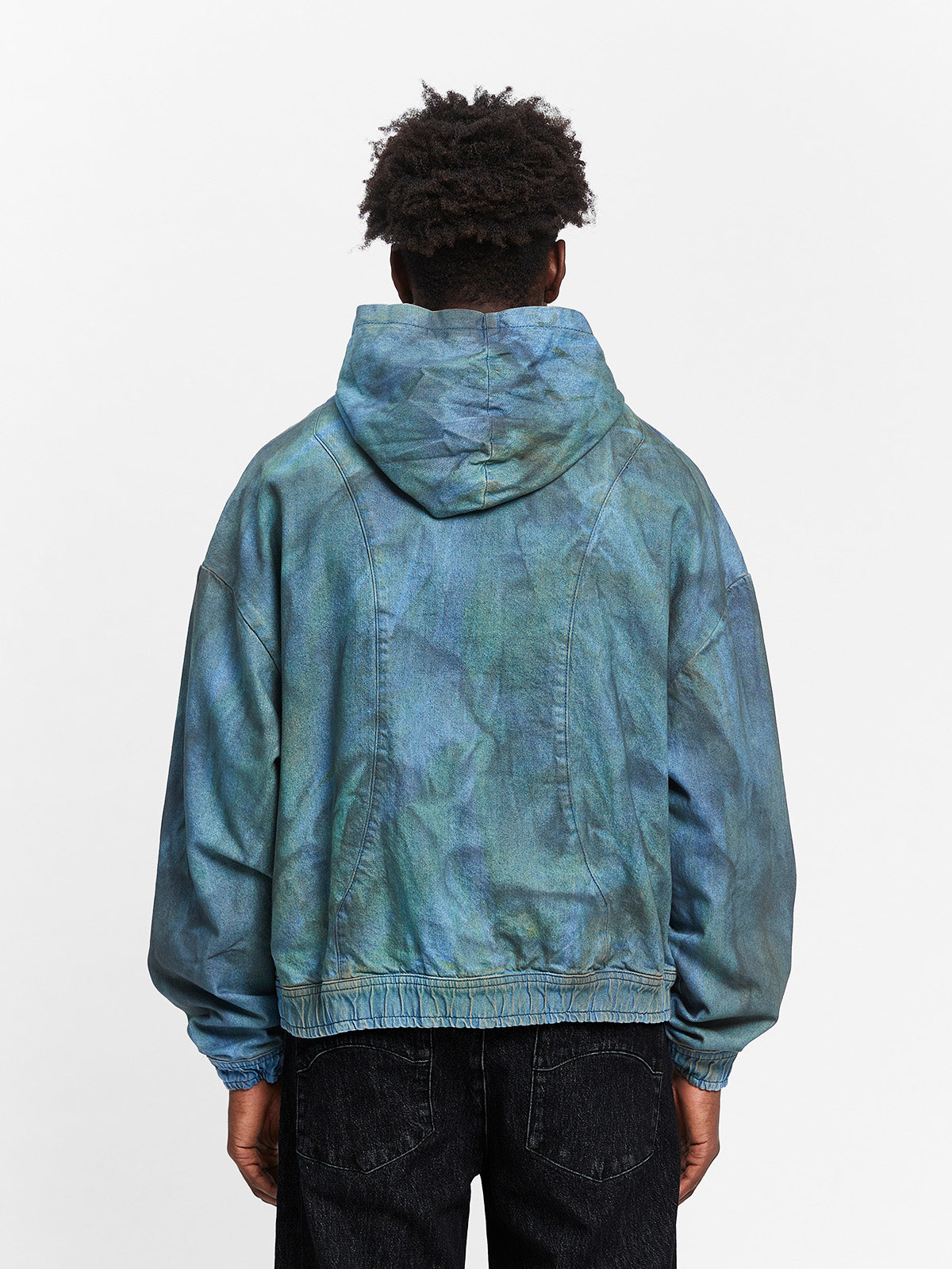 PAINTED ARTISAN DENIM HOODIE - WASHED BLUE