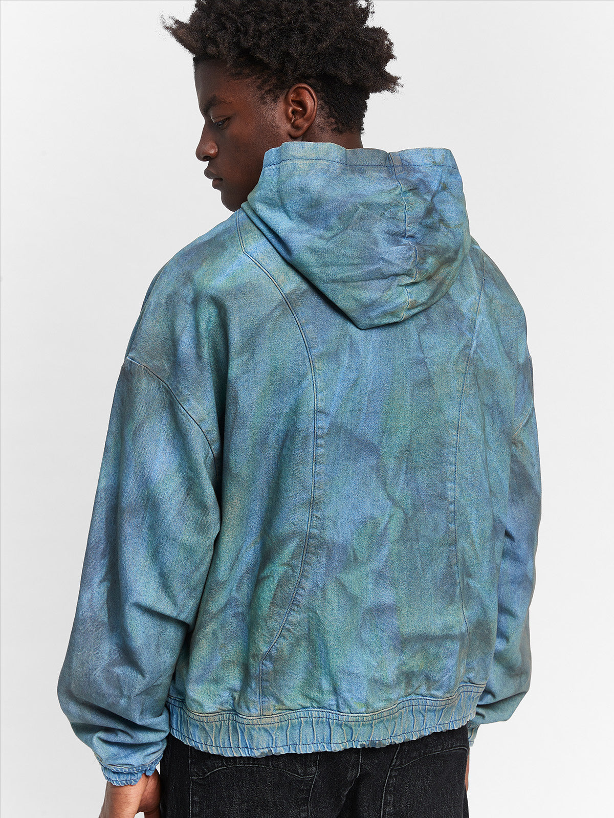 PAINTED ARTISAN DENIM HOODIE - WASHED BLUE