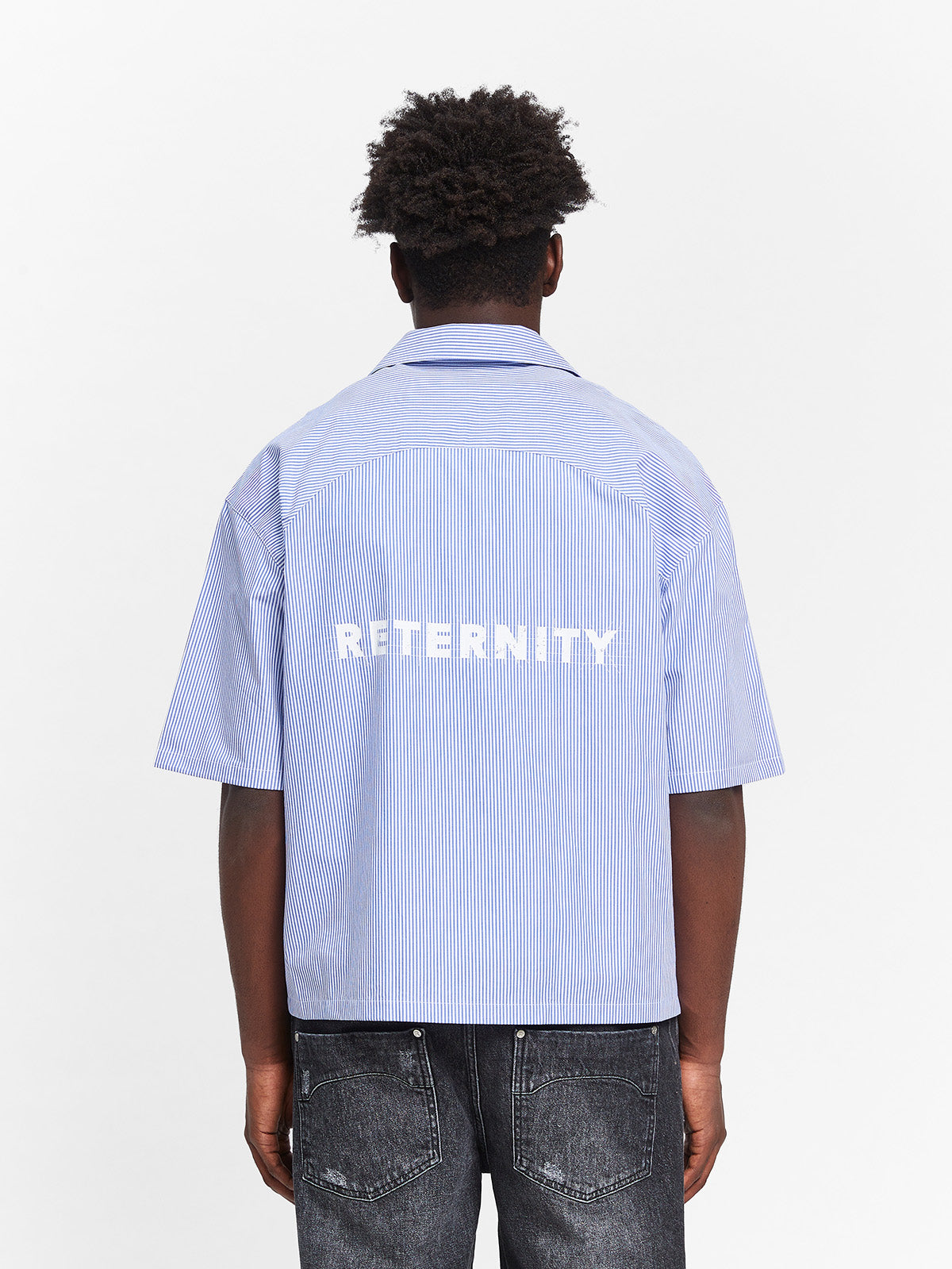 CONSTRUCTION BUTTON SHIRT - BLUE/WHITE