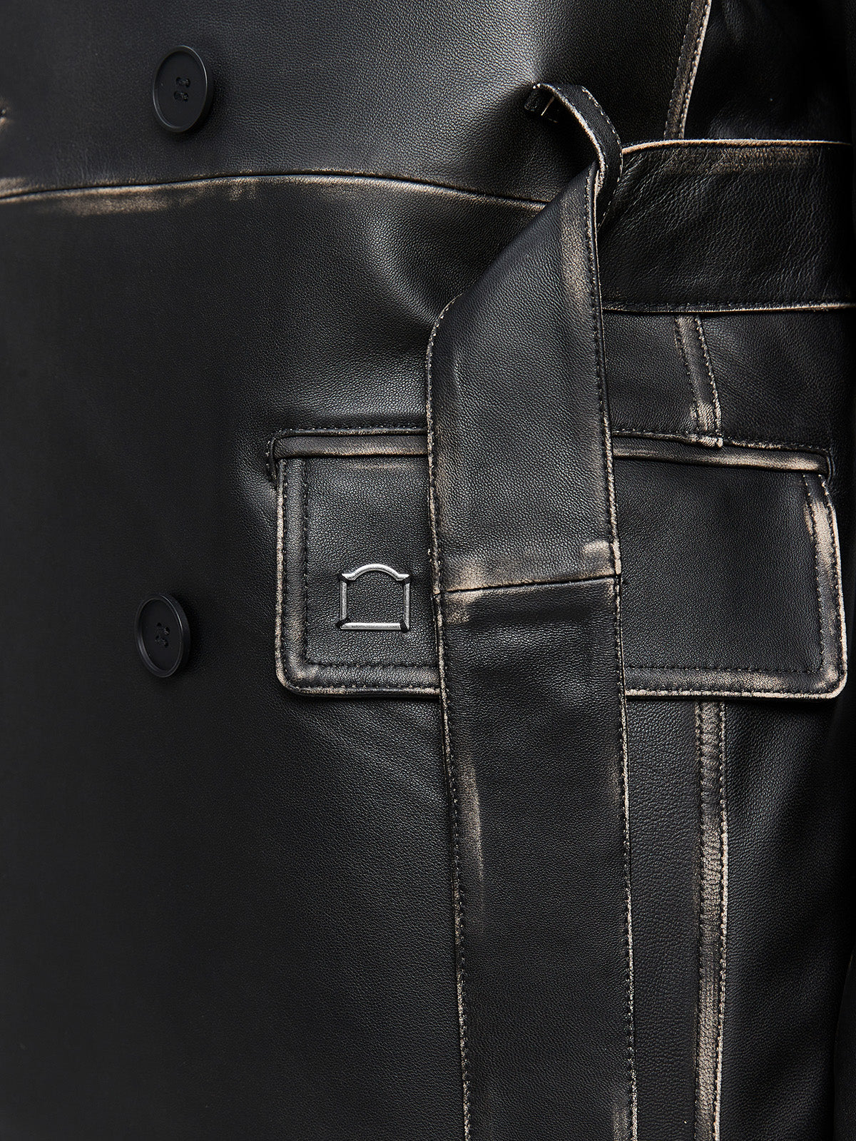 LISSE LEATHER TRENCHCOAT - BLACK