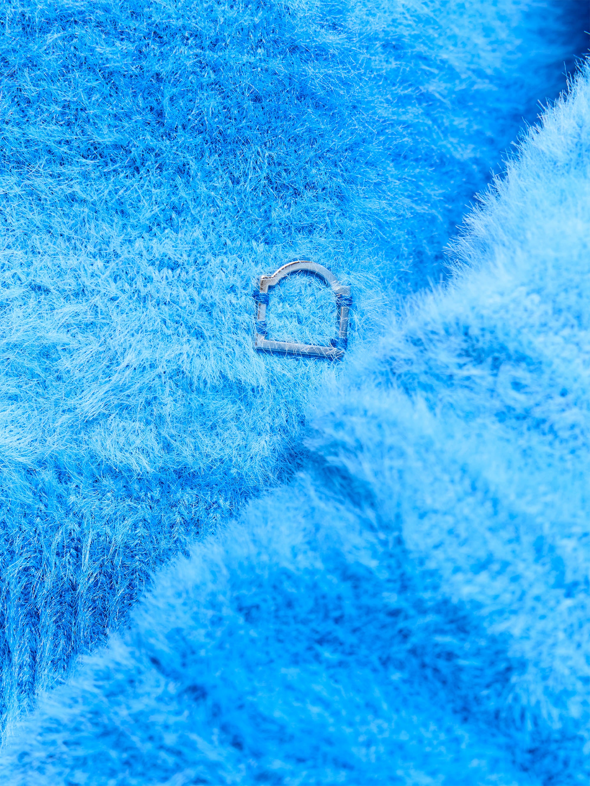 FURRY KNIT SWEATER - FADED BLUE