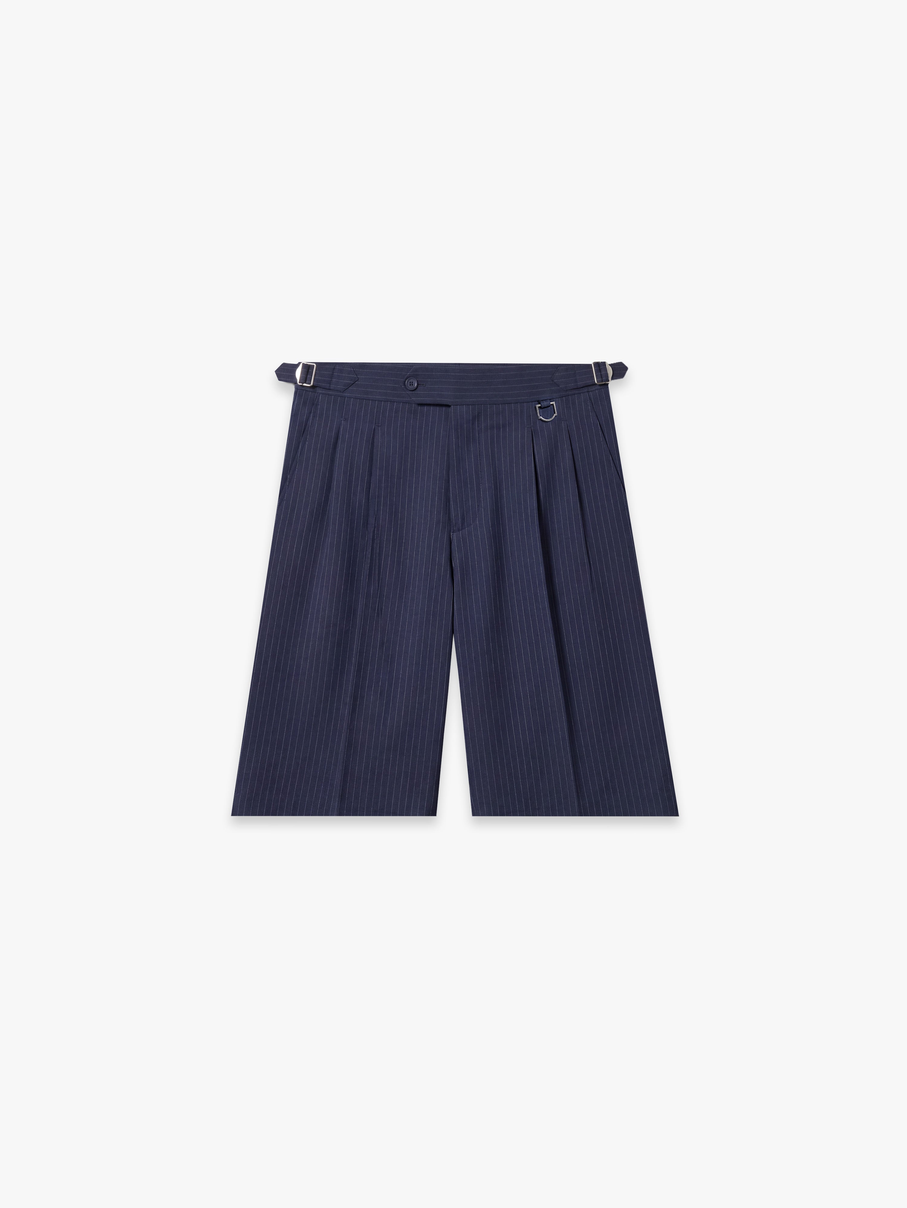 TAILORED BAGGY SHORTS - PINSTRIPE BLUE