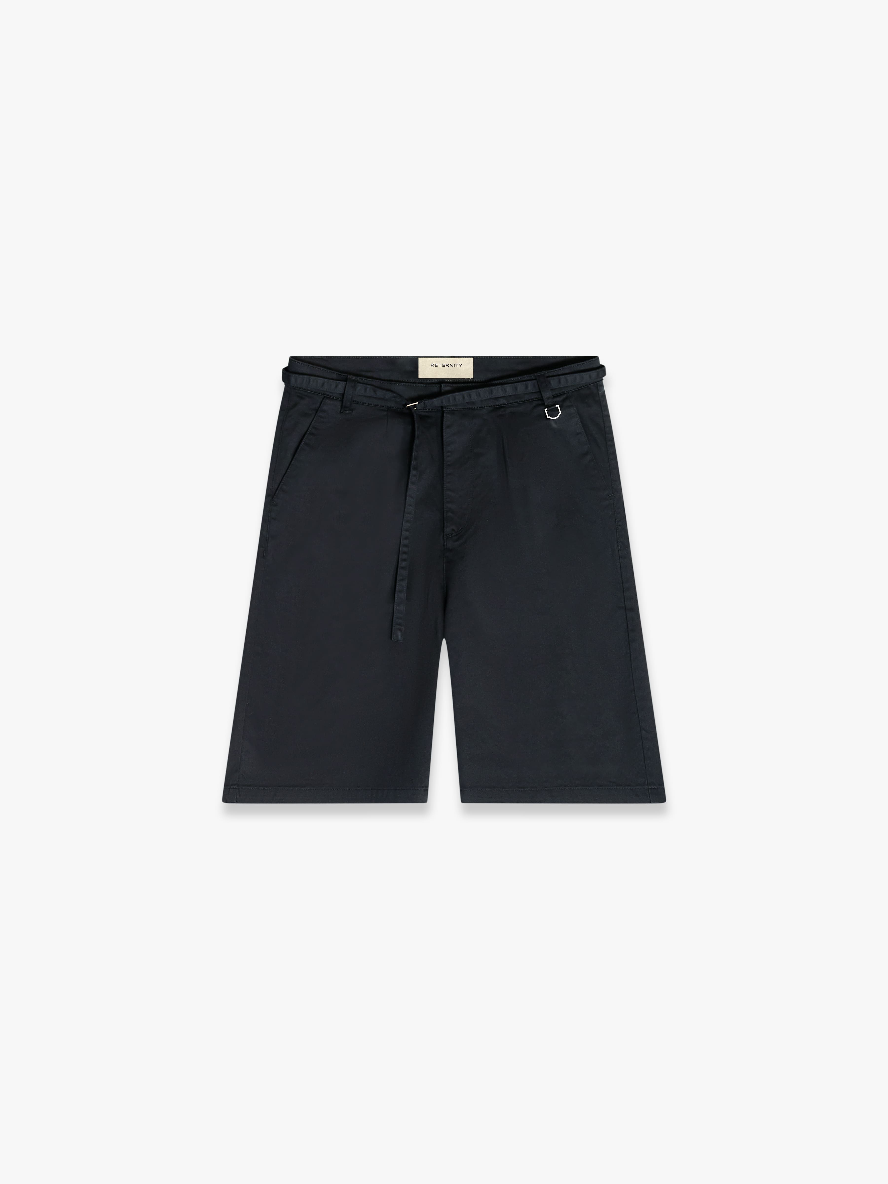 PLEATED CHINO SHORTS - BLACK