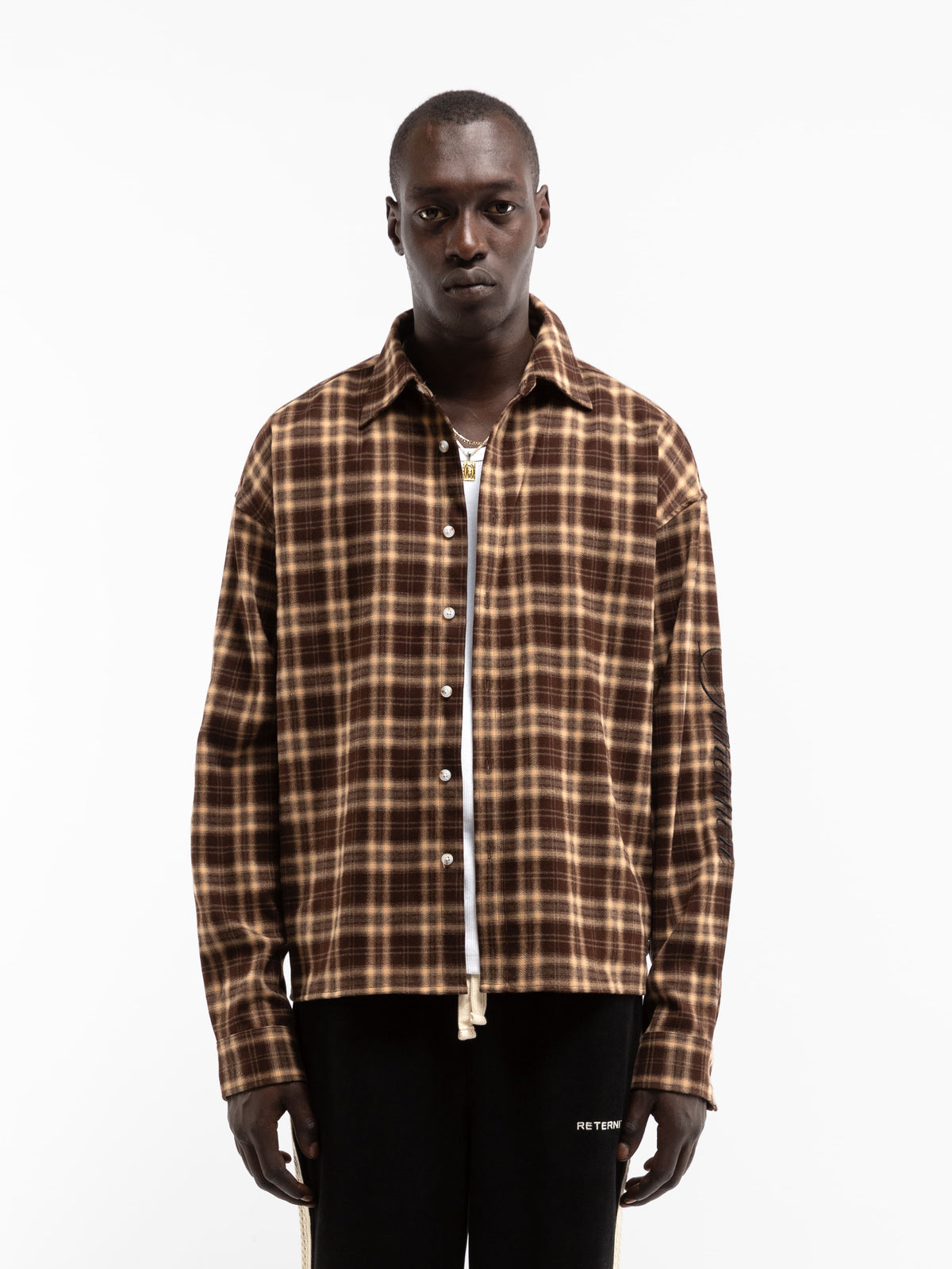 SOMEWHERE SOMEHOW FLANNEL SHIRT - BROWN