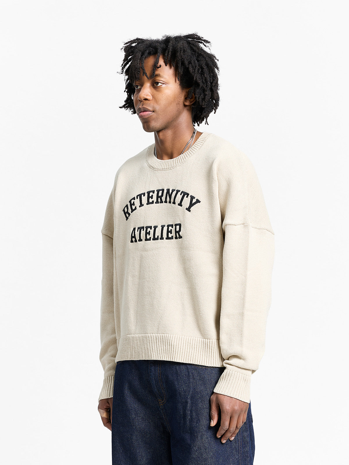 ÉVÉNIE LOGO KNIT SWEATER - CREAM