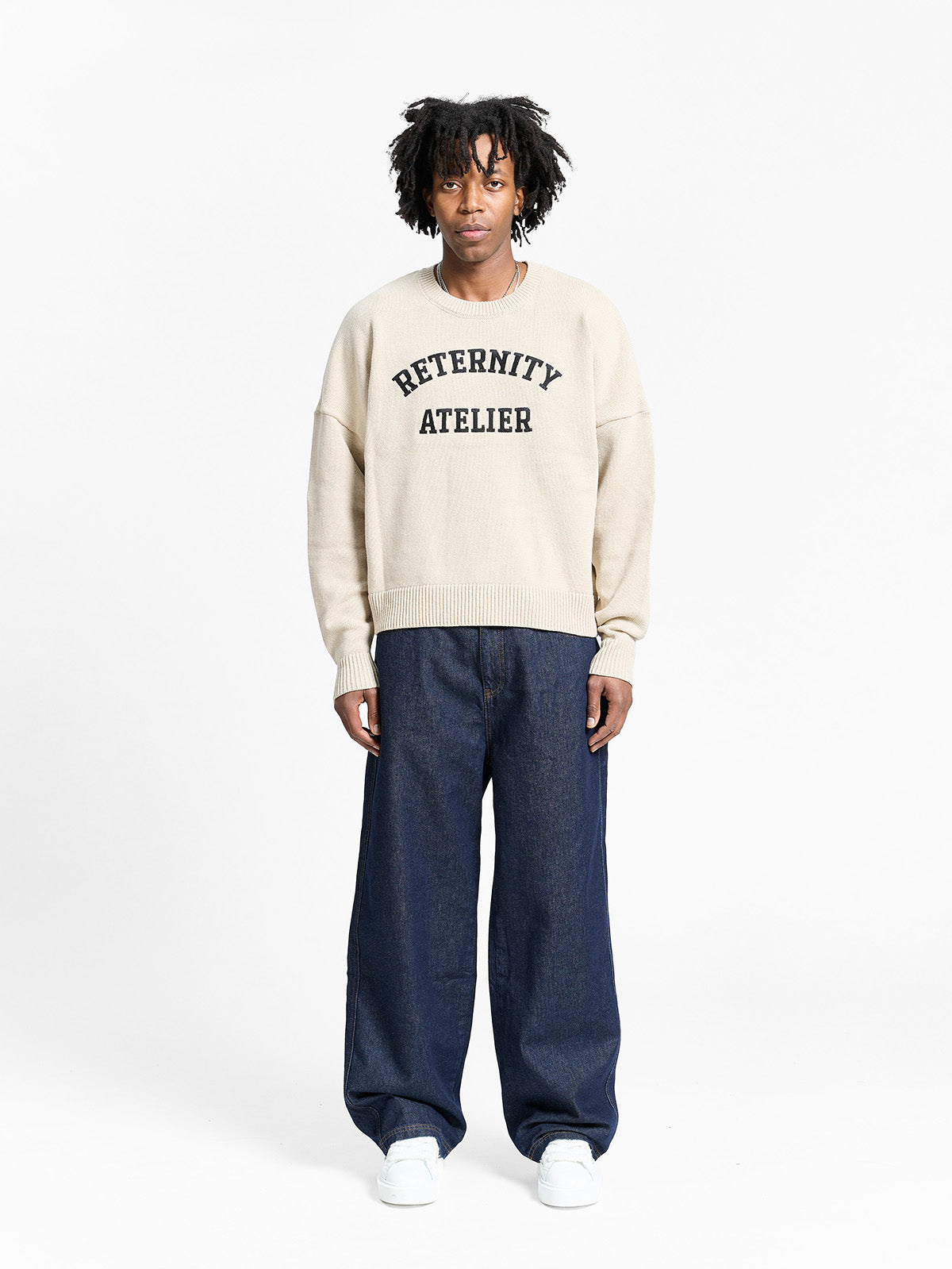 ÉVÉNIE LOGO KNIT SWEATER - CREAM