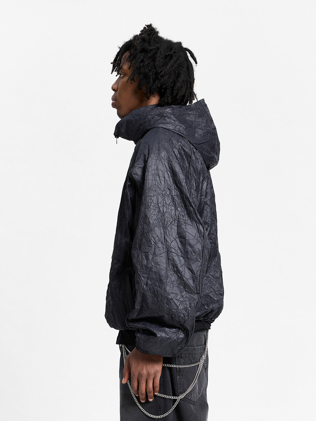 WRINKLED RAIN JACKET - BLACK