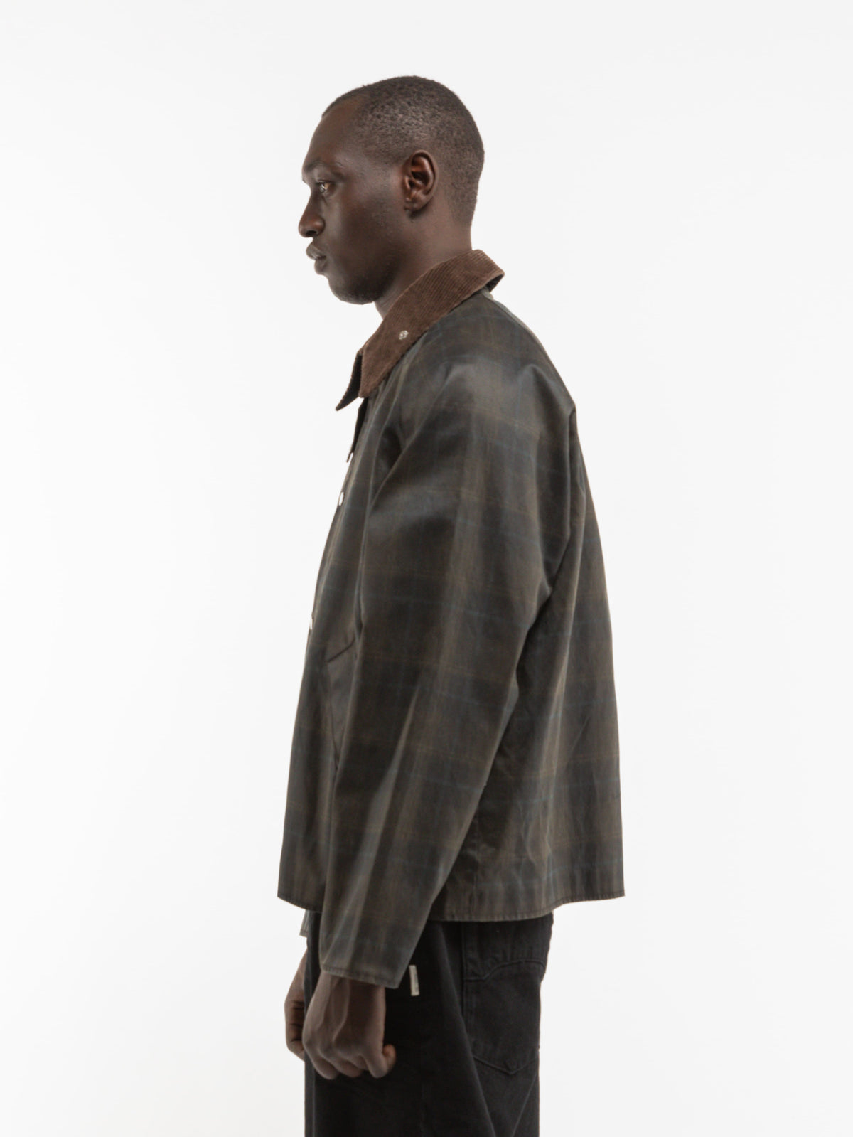 CHECKERED WAXED HUNTING JACKET - DARK BLUE