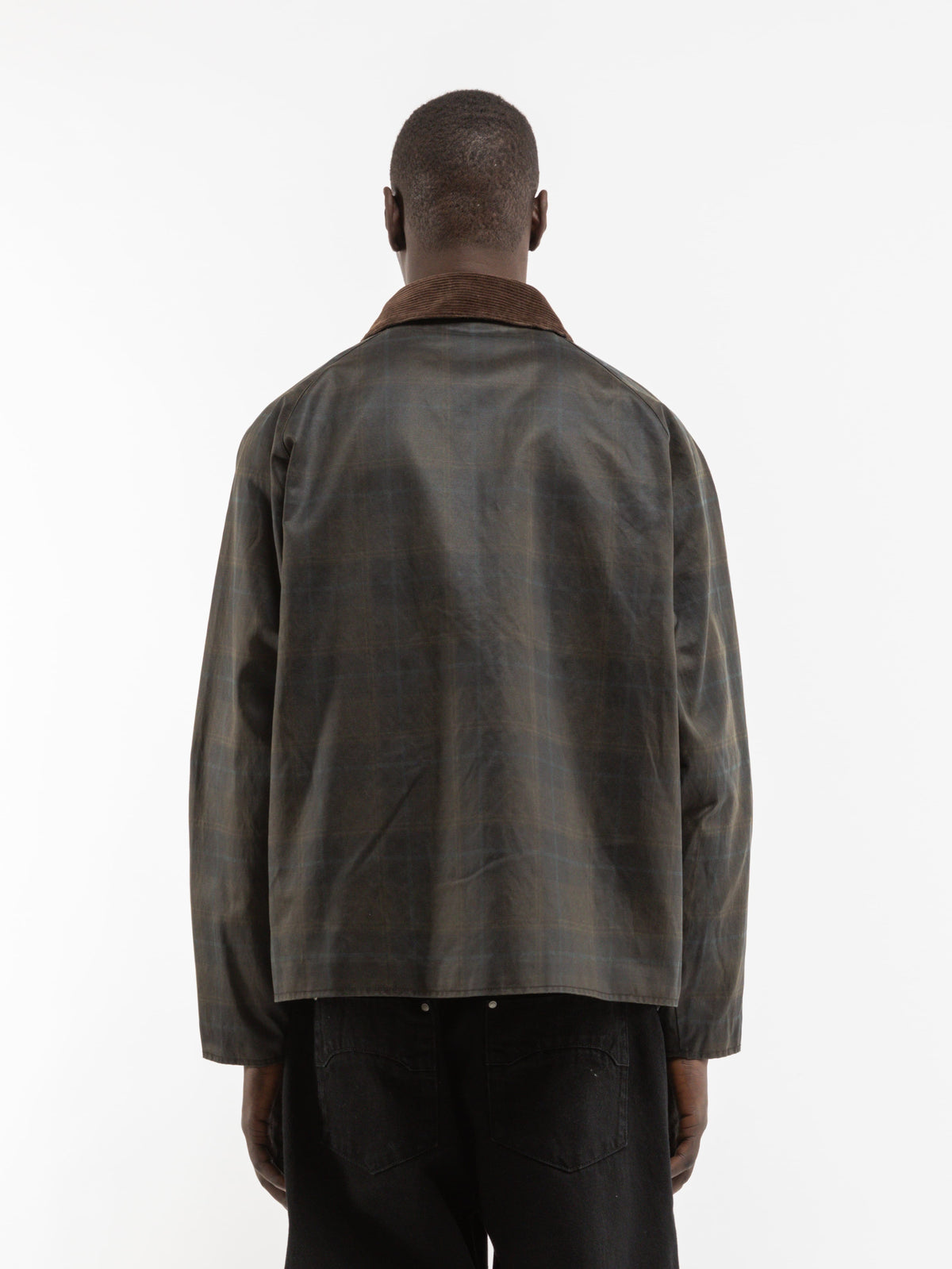 CHECKERED WAXED HUNTING JACKET - DARK BLUE