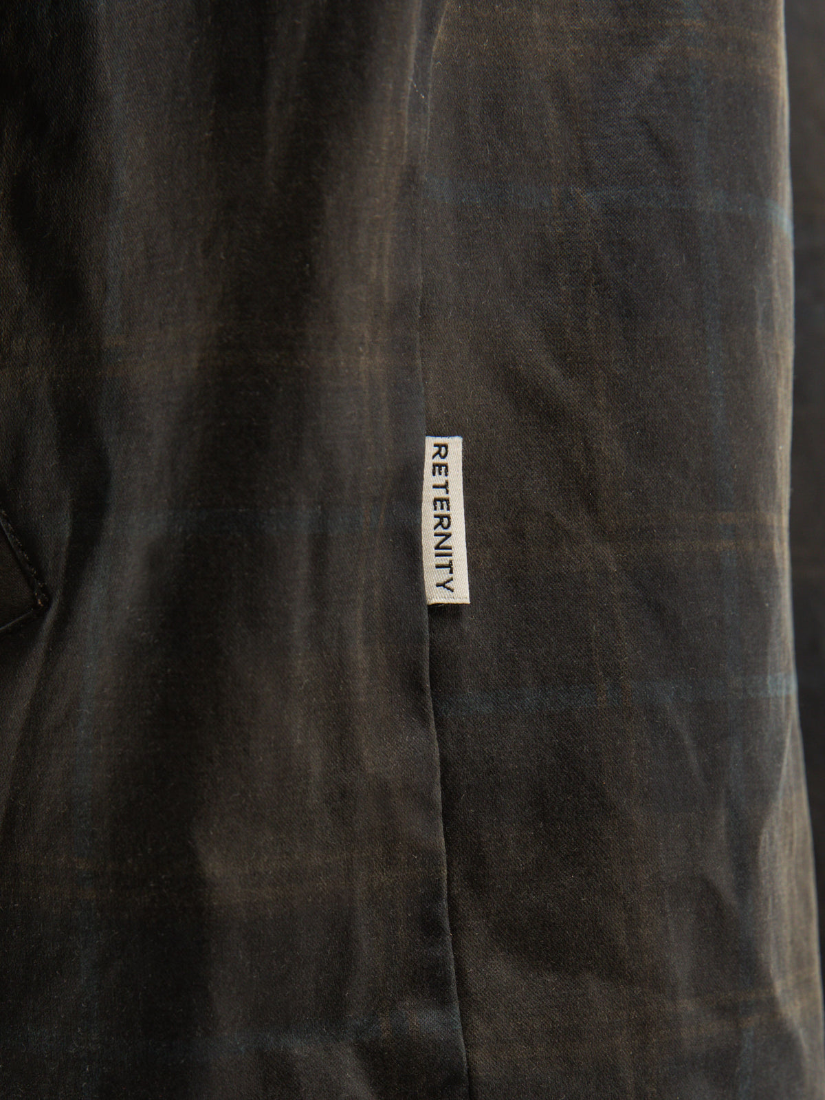 CHECKERED WAXED HUNTING JACKET - DARK BLUE