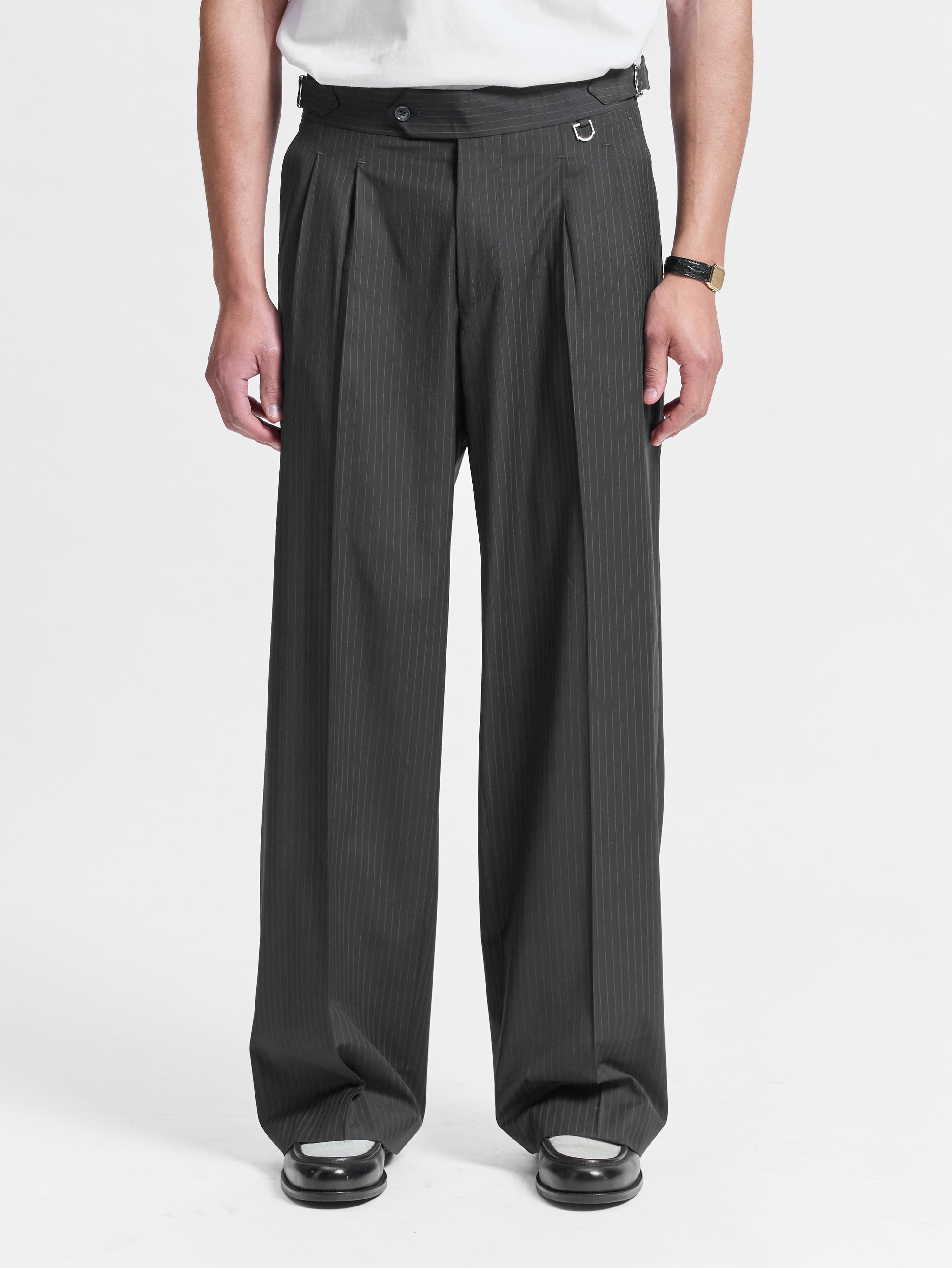 TAILORED BAGGY PANTS - PINSTRIPE GREY