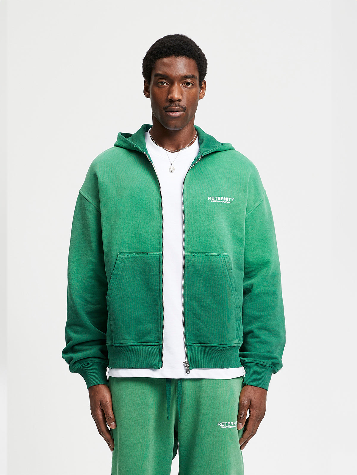 CREATIVE DEPT ZIP-HOODIE - FADED GREEN