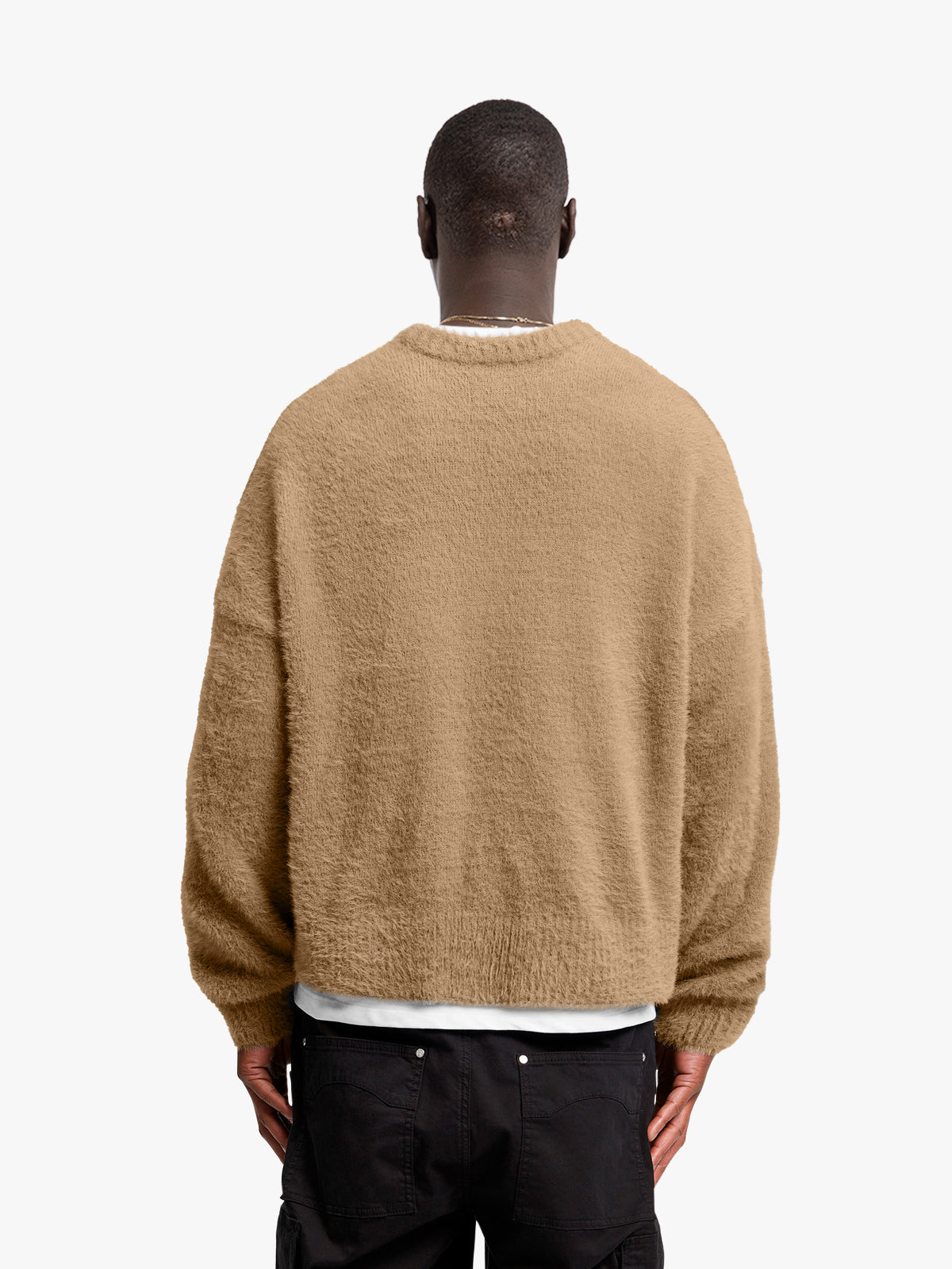 ESSENTIAL FURRY KNIT SWEATER - BEIGE