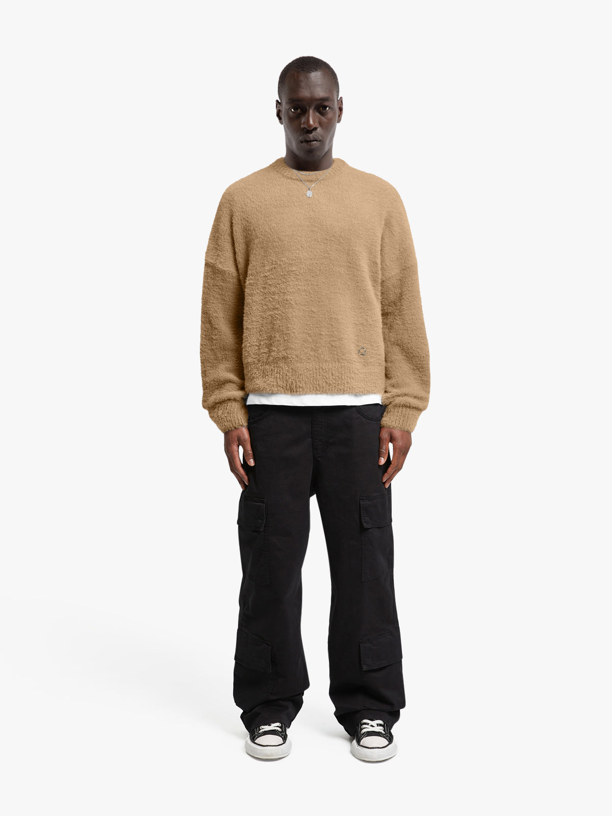 ESSENTIAL FURRY KNIT SWEATER - BEIGE