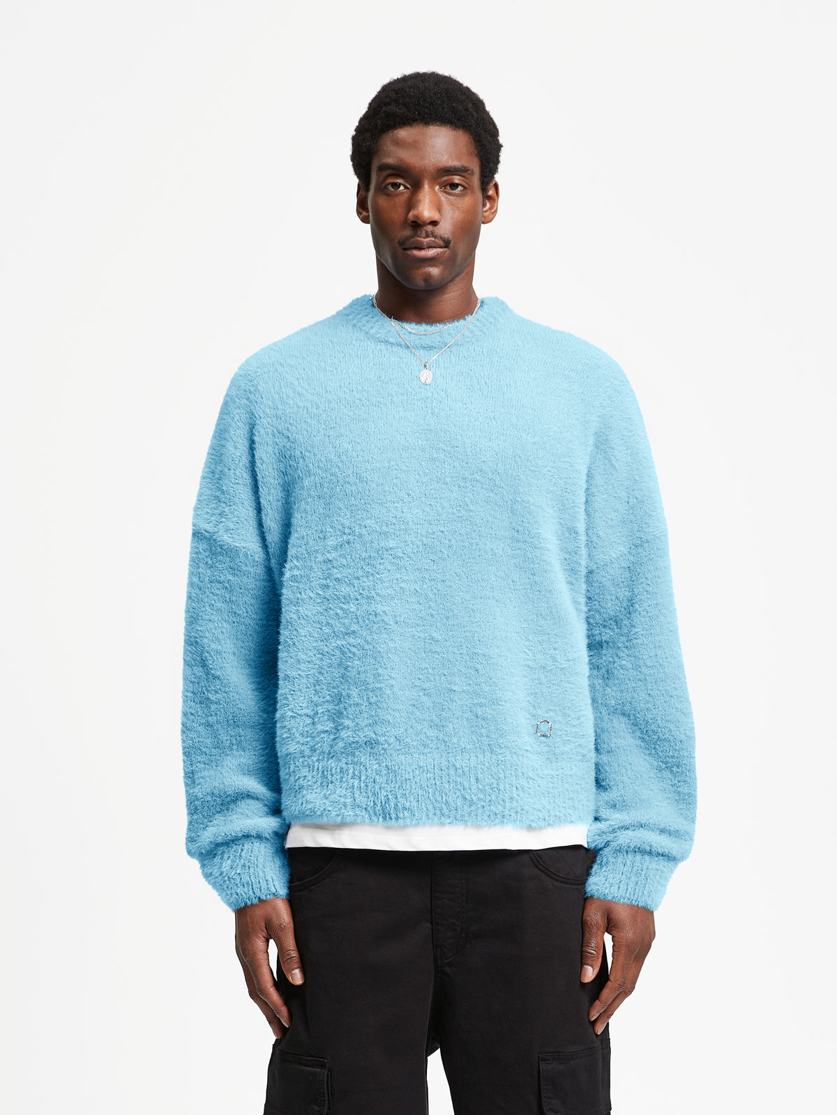 ESSENTIAL FURRY KNIT SWEATER - LIGHT BLUE