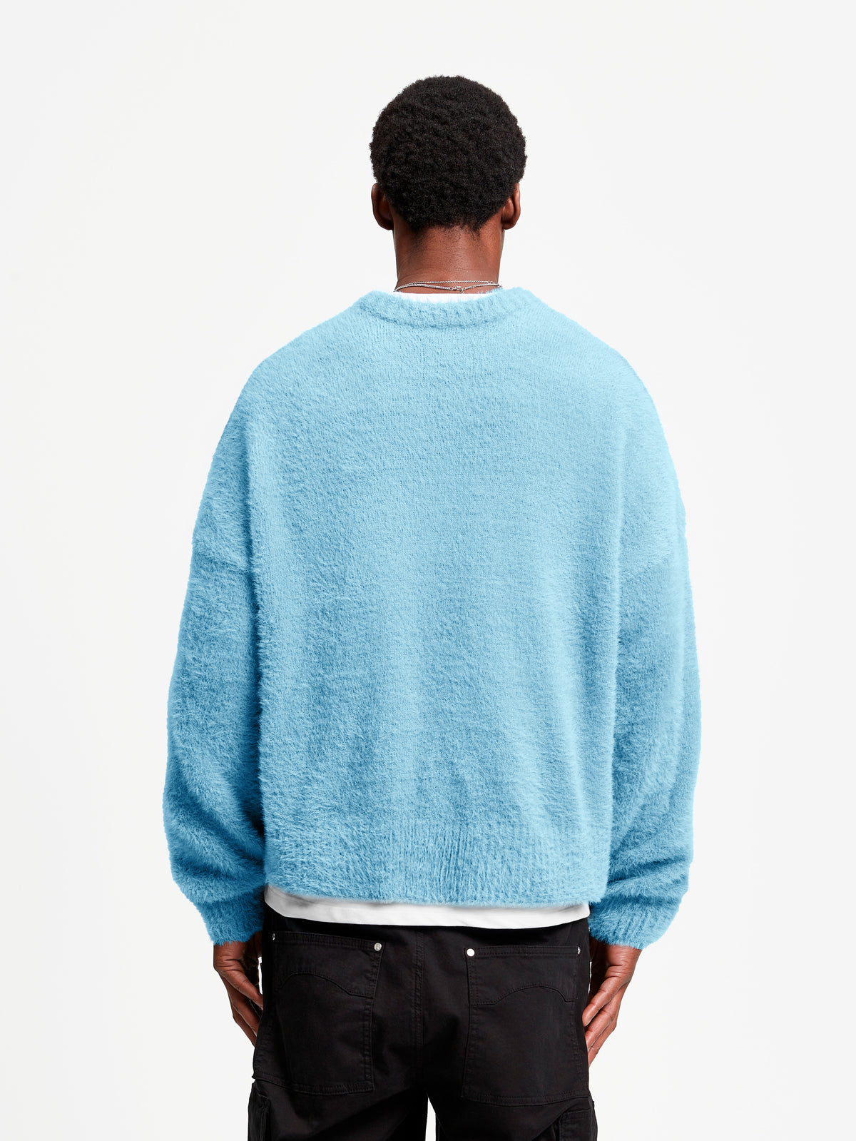 ESSENTIAL FURRY KNIT SWEATER - LIGHT BLUE