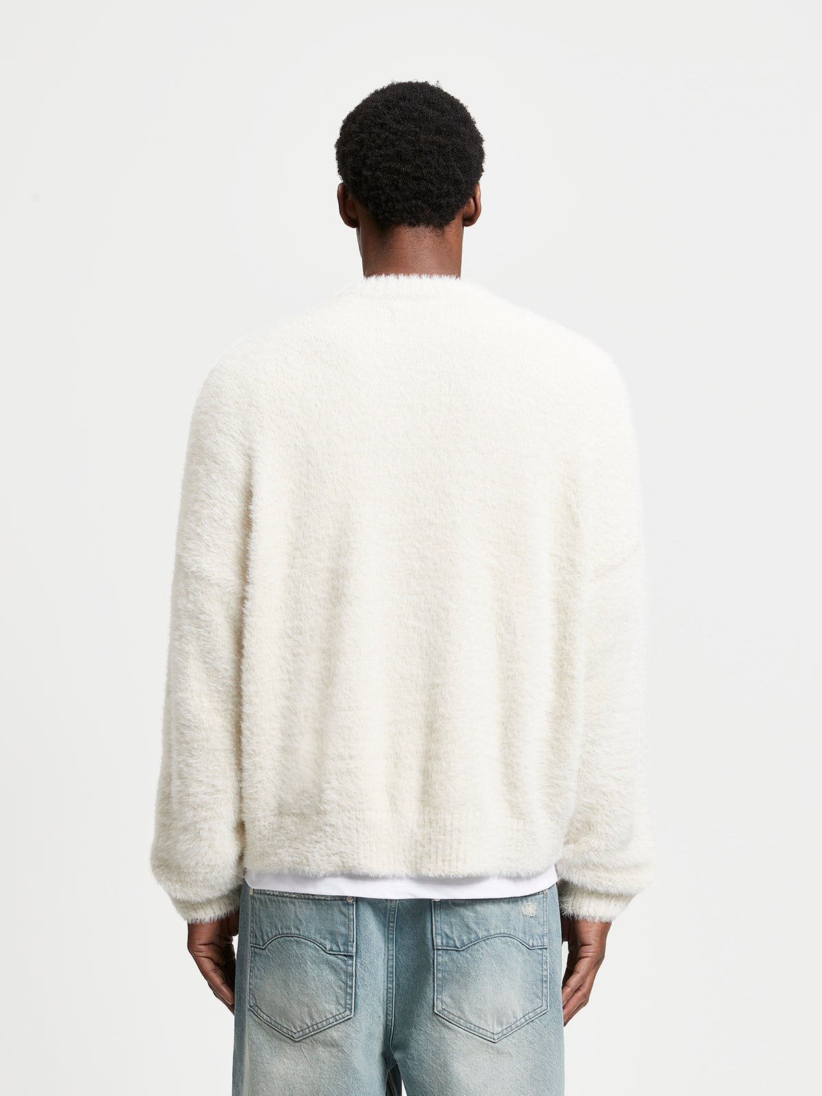 ESSENTIAL FURRY KNIT SWEATER - CREAM