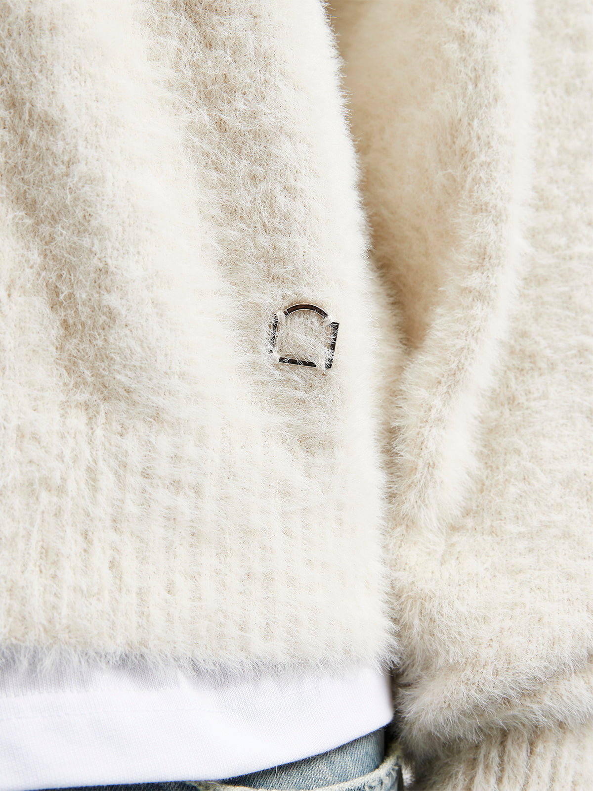 ESSENTIAL FURRY KNIT SWEATER - CREAM