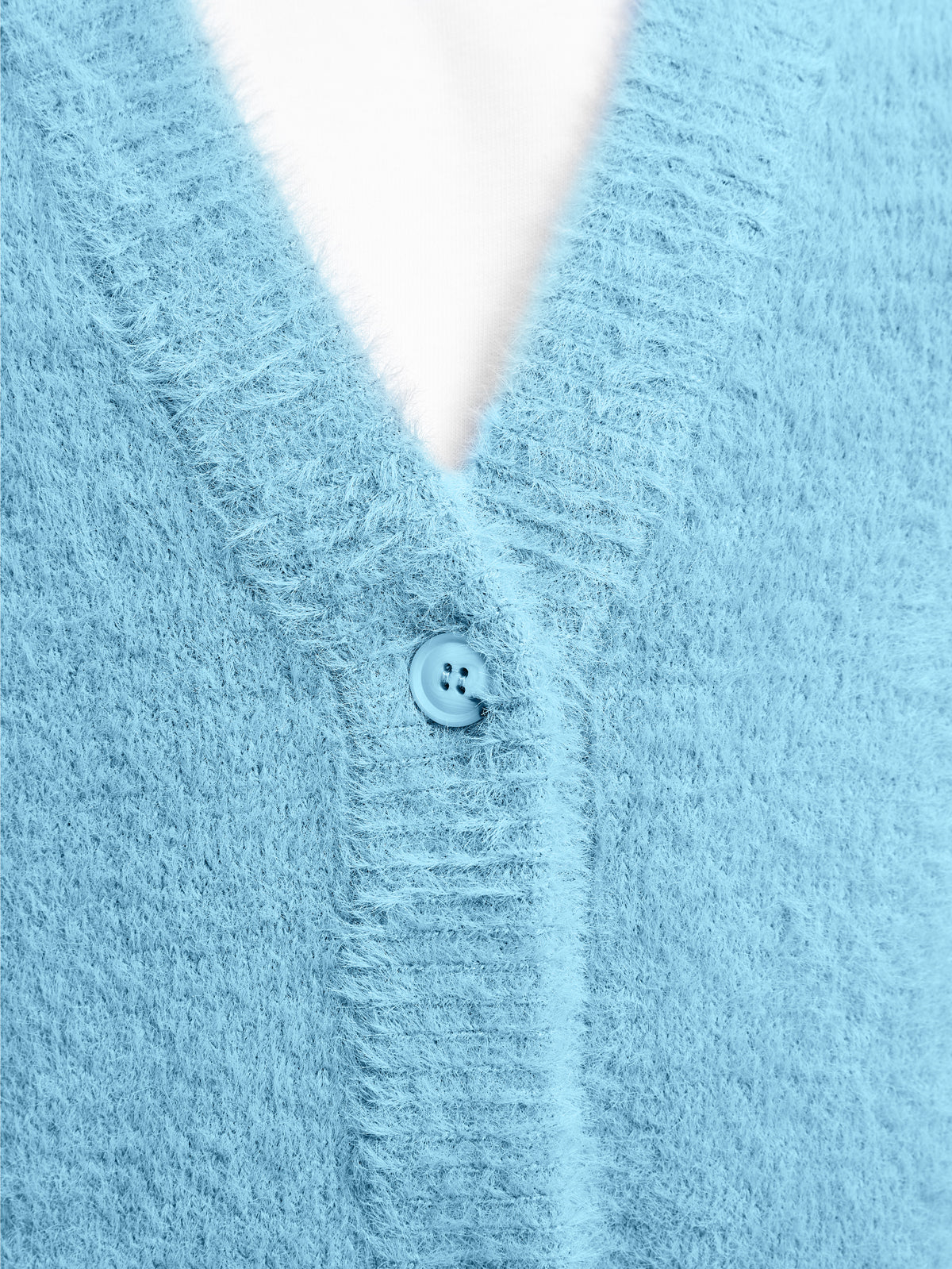 ESSENTIAL FURRY KNIT CARDIGAN - LIGHT BLUE