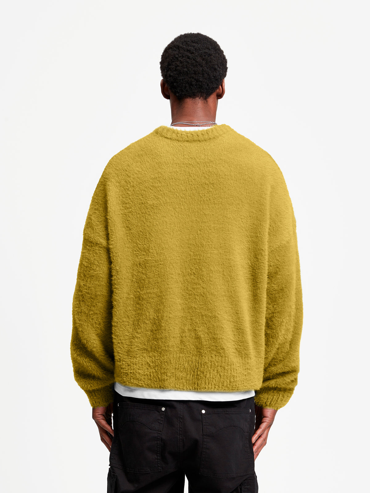 ESSENTIAL FURRY KNIT CARDIGAN - MUSTARD