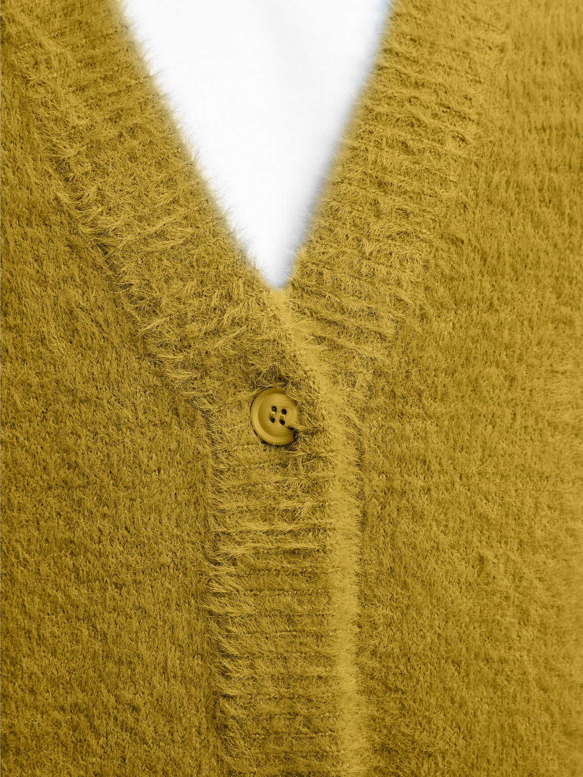 ESSENTIAL FURRY KNIT CARDIGAN - MUSTARD