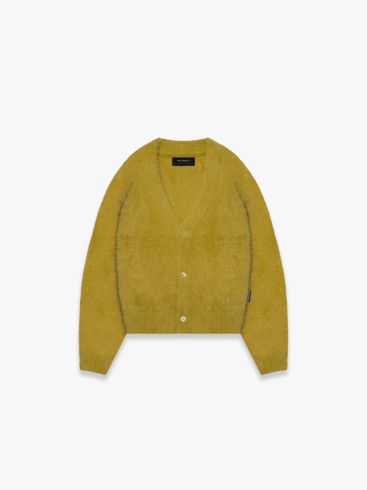 ESSENTIAL FURRY KNIT CARDIGAN - MUSTARD