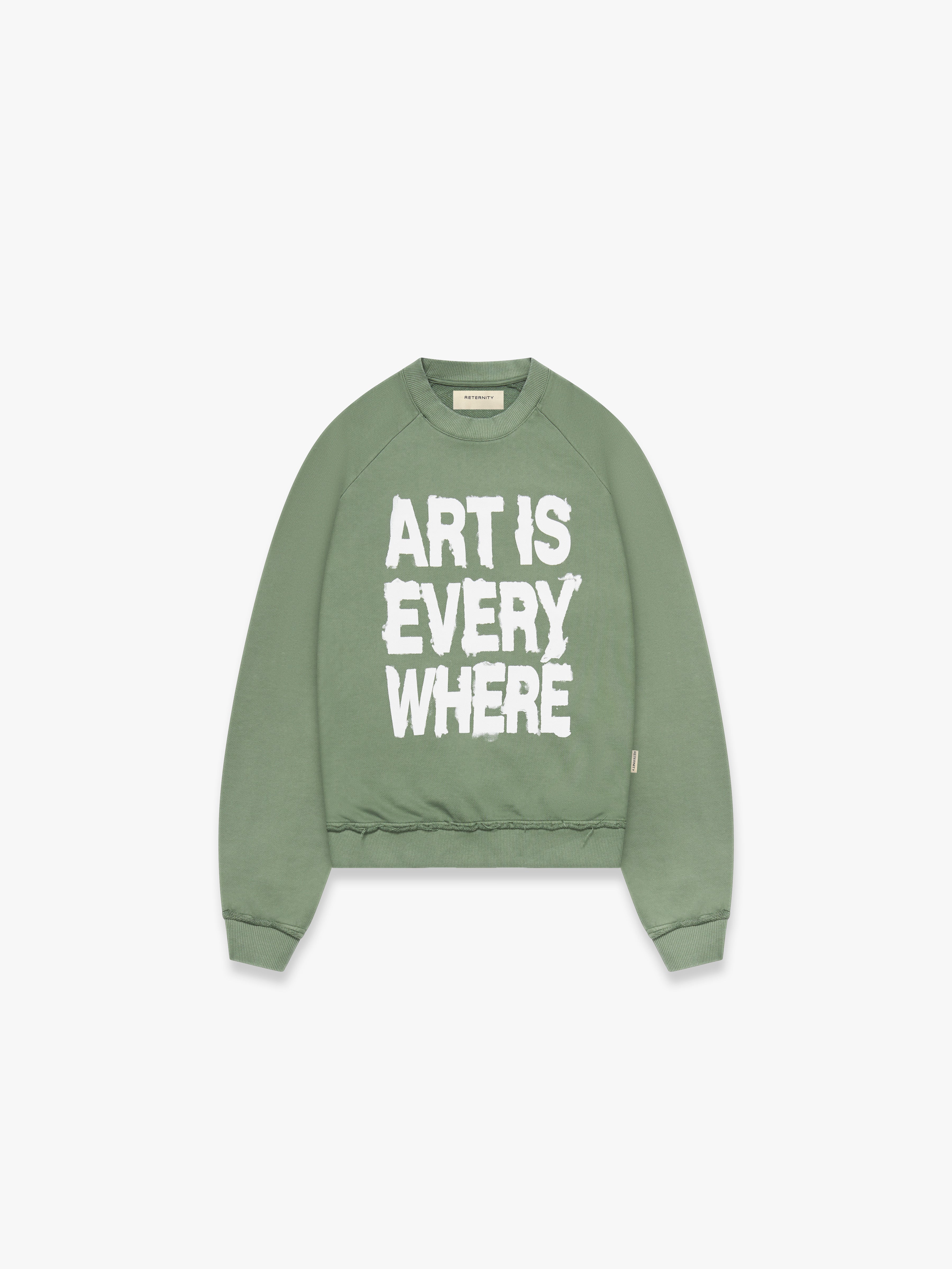 ART IS EVERYWHERE SWEATER - WASHED GREEN