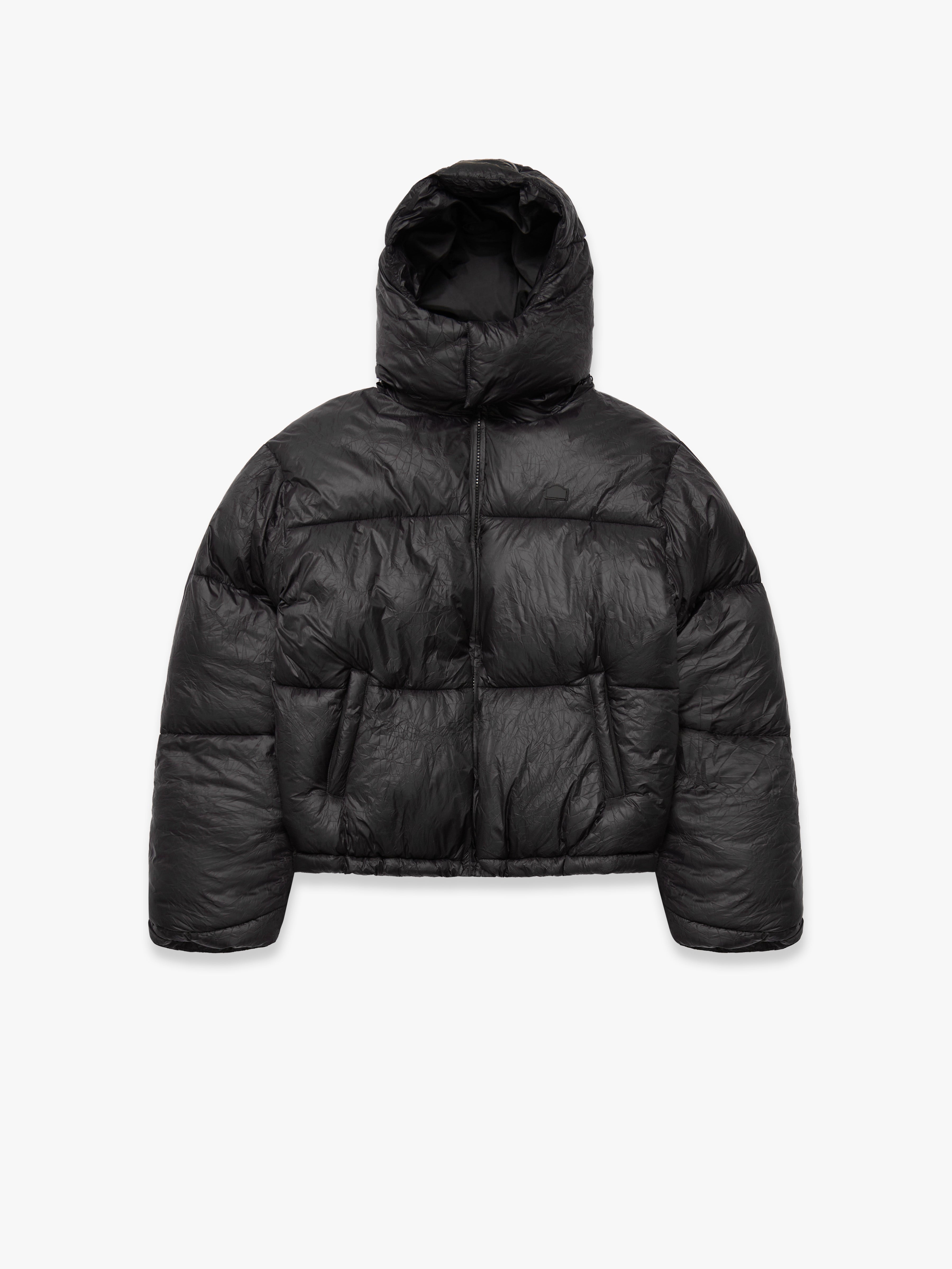 WRINKLED PUFFER JACKET - BLACK
