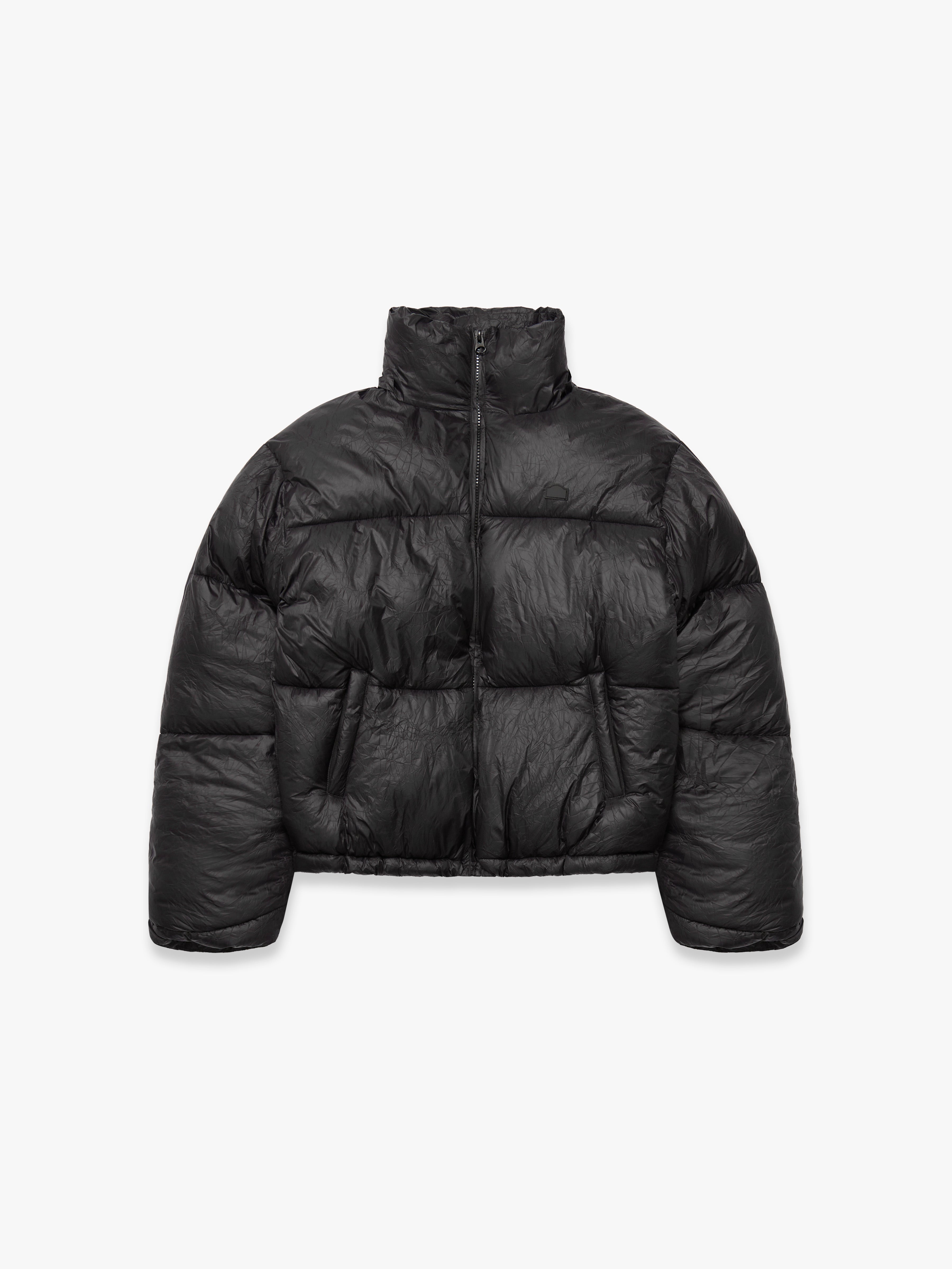 WRINKLED PUFFER JACKET - BLACK