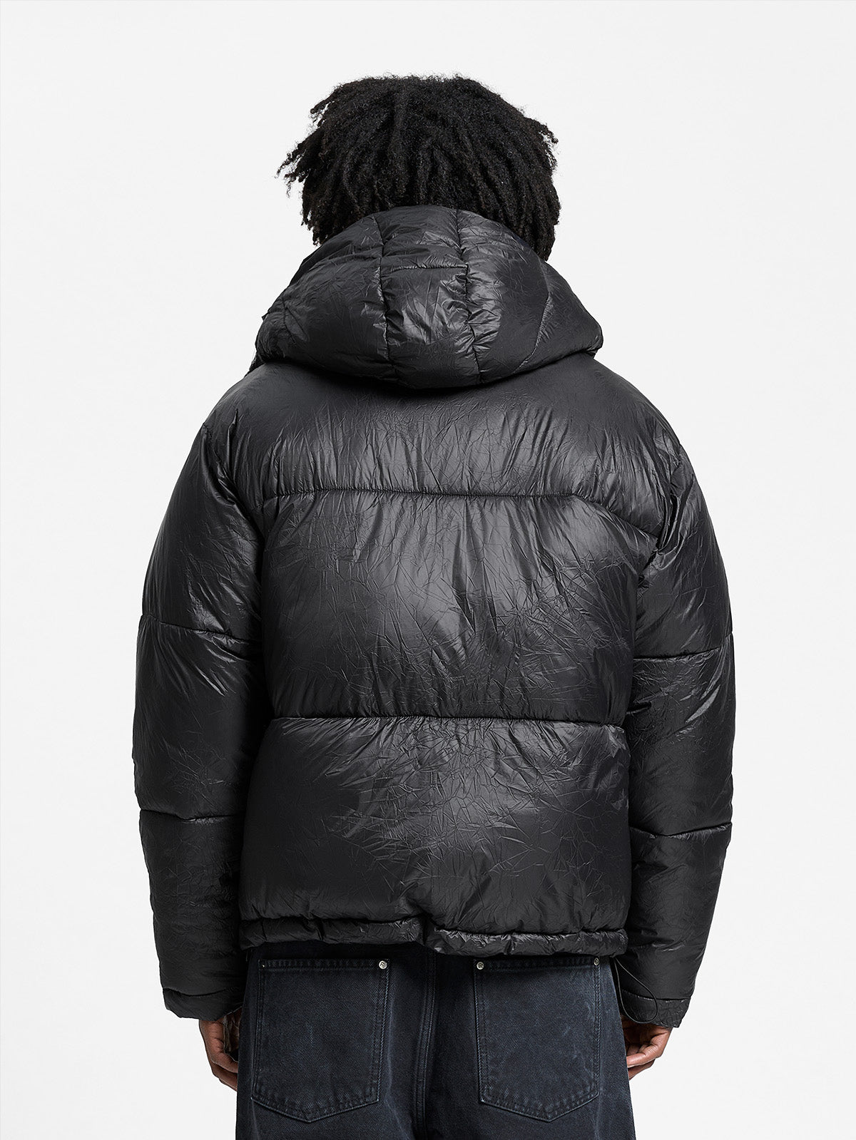 WRINKLED PUFFER JACKET - BLACK