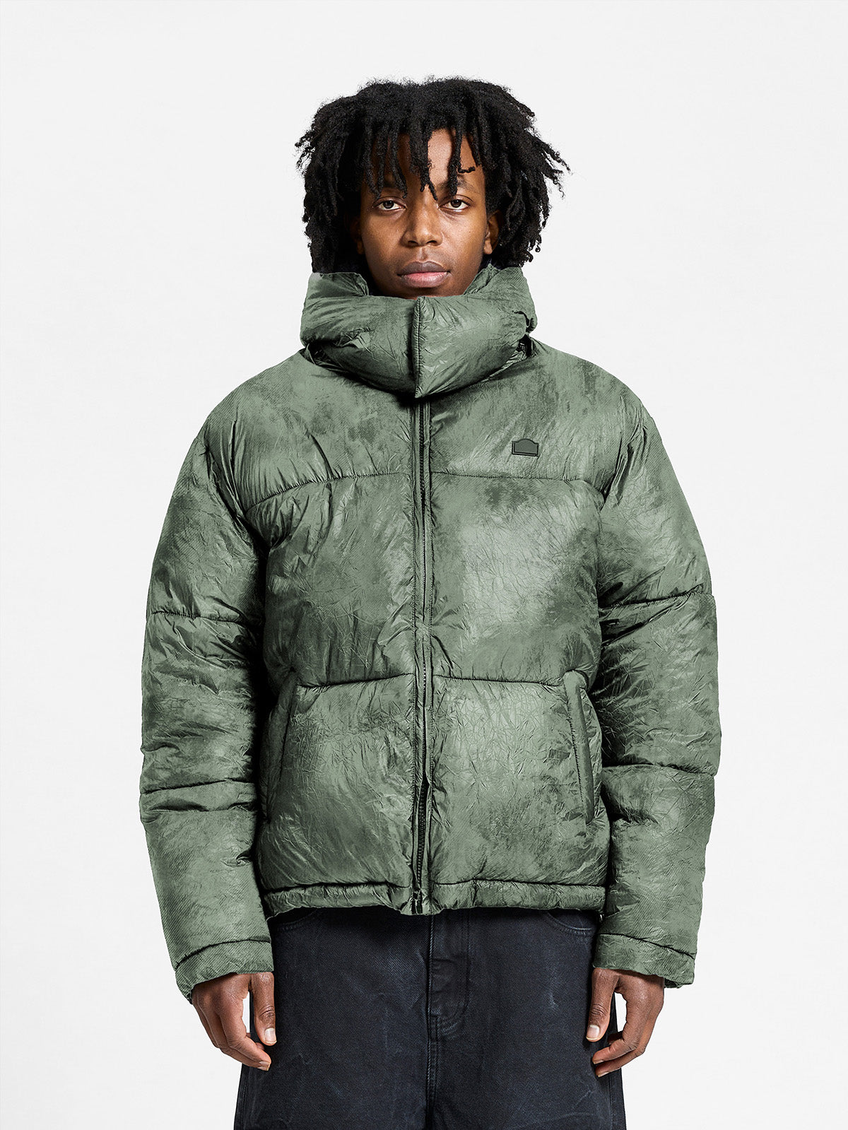 WRINKLED PUFFER JACKET -  DÉLIRIA GREEN