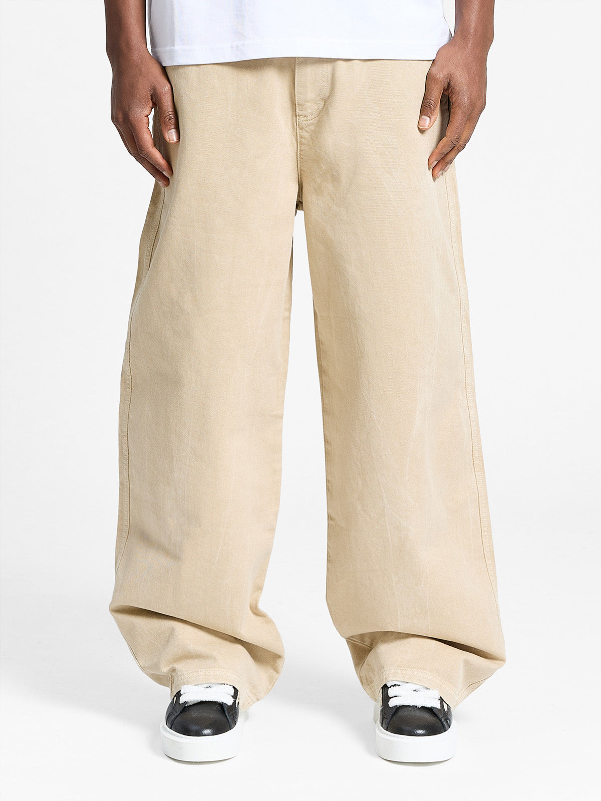 WRINKLED CANVAS PANTS - SAND