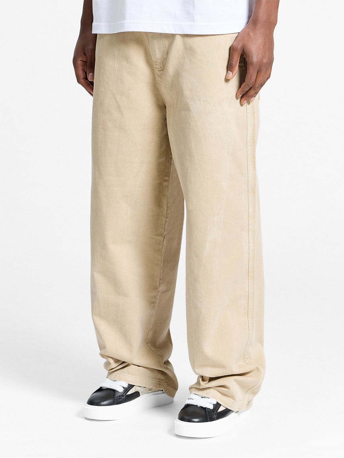 WRINKLED CANVAS PANTS - SAND