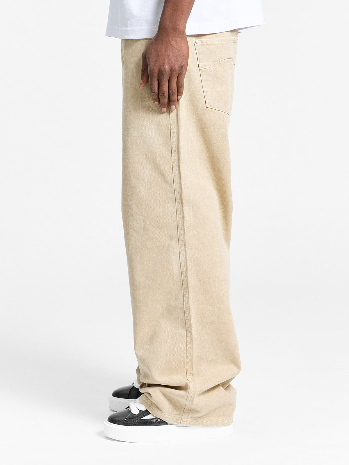 WRINKLED CANVAS PANTS - SAND
