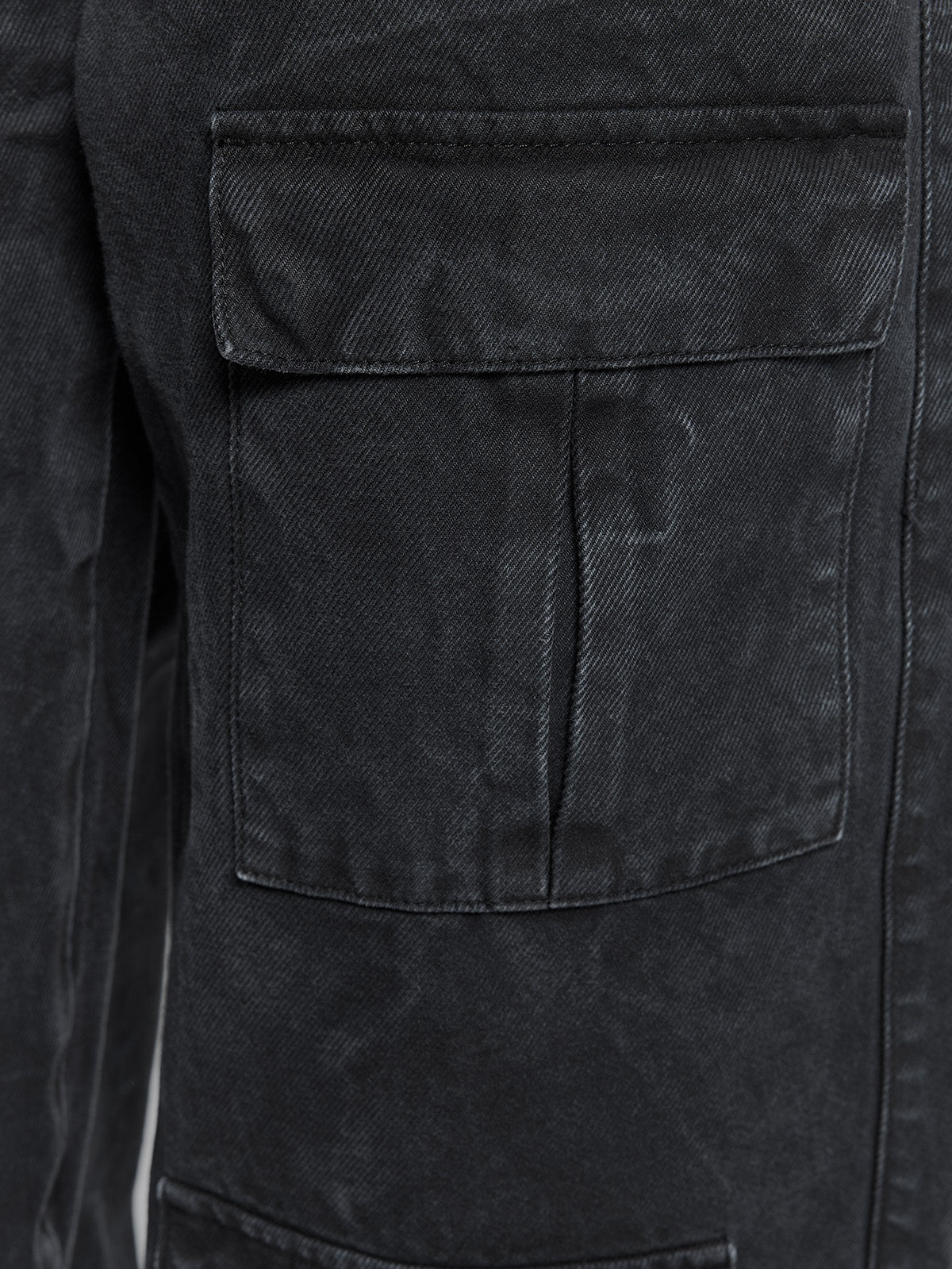 WRINKLED CANVAS CARGO PANTS - BLACK
