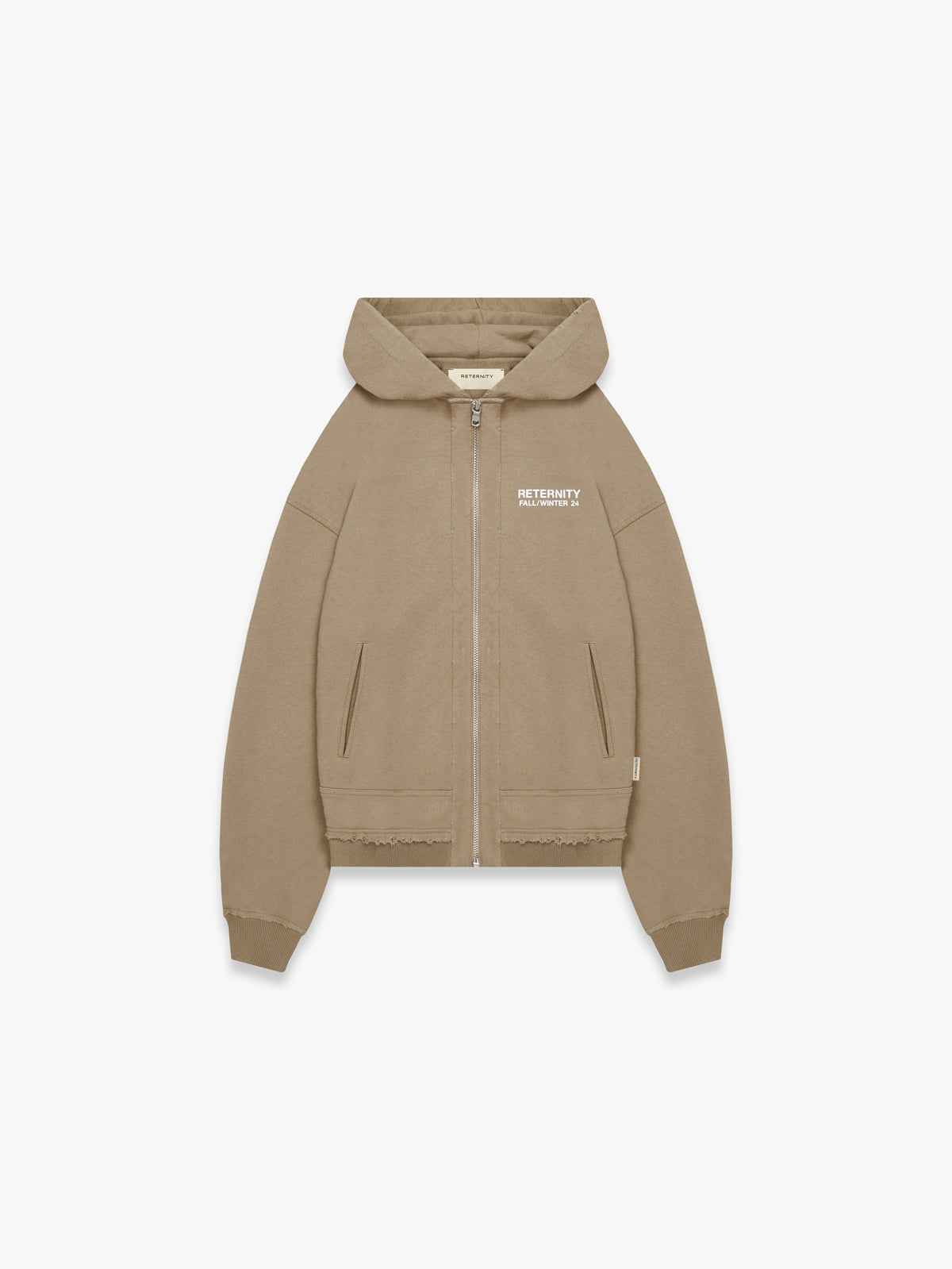 RIBBED ZIP-HOODIE - TAUPE