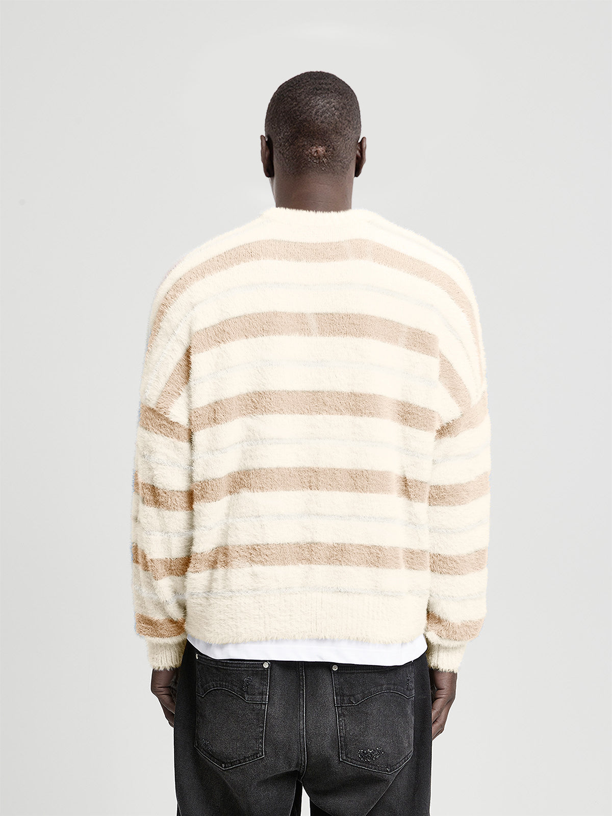 FURRY KNIT SWEATER - STRIPED